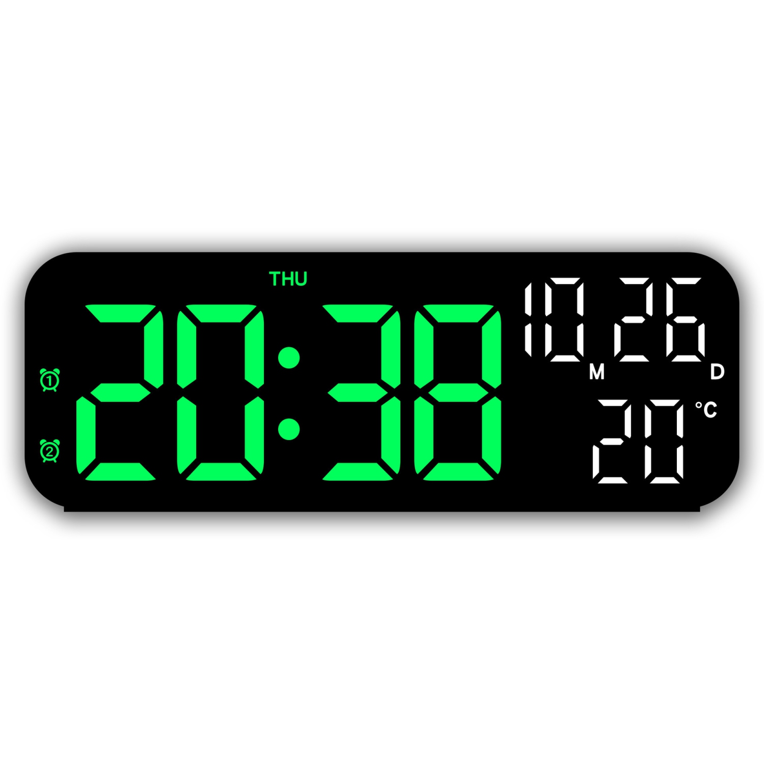 9 Inch Digital Clock, Simple Alarm Clock, Multi-Function LED Clock, 3 Levels Adjustable Brightness, Date/Snooze Alarm/Temperature Display, Suitable