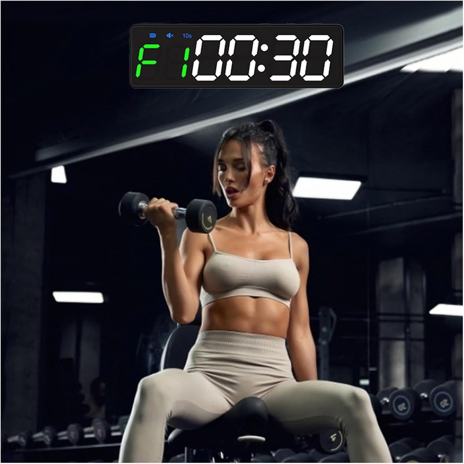 Minuterie de mise en forme professionnelle avec 8 modes de travail - Écran LED très lumineux, dos magnétique et chargement USB, alarme forte pour Hi