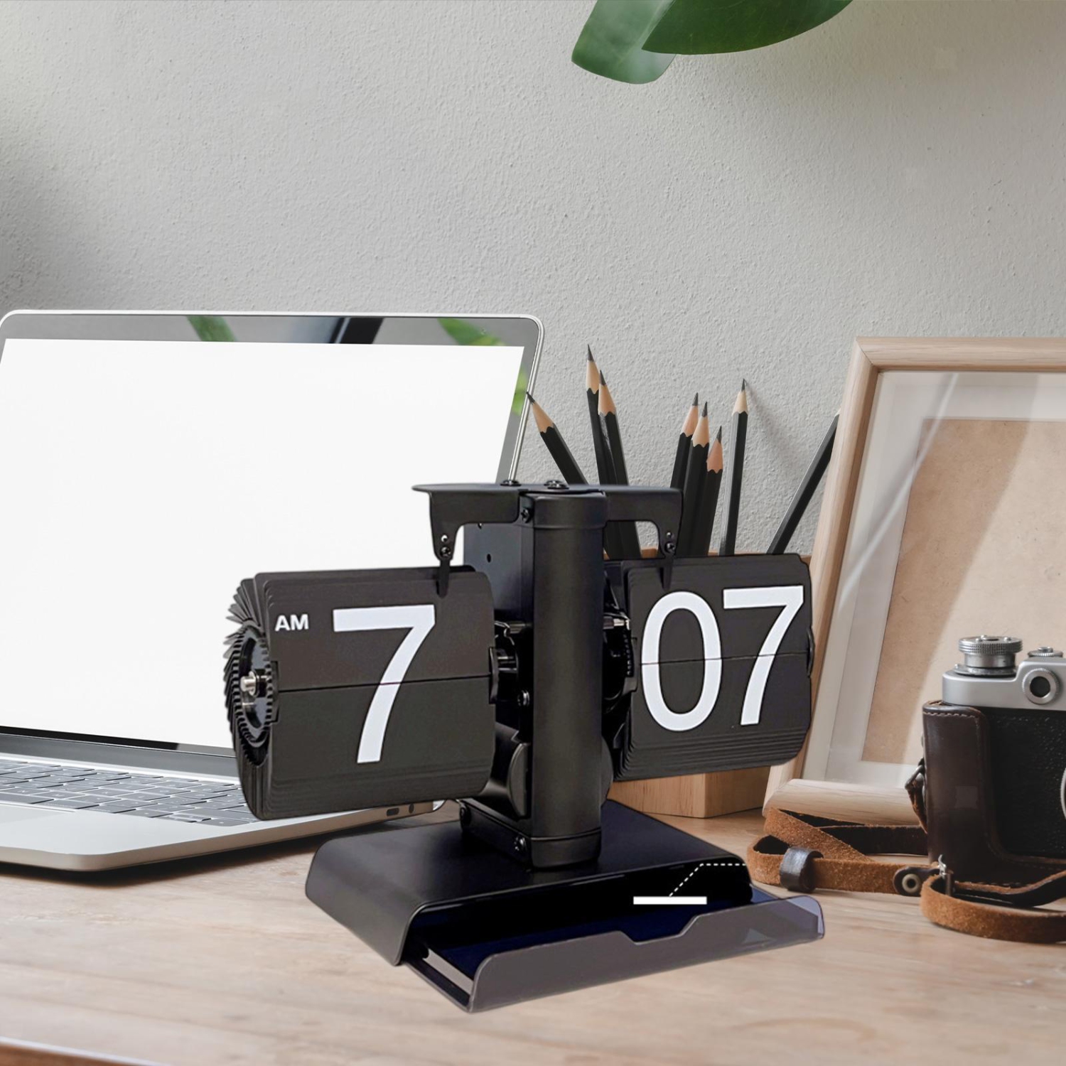 Ausgewogene digitale Klappuhr, kreative mechanische Retro-Tischuhr mit Schubladenaufbewahrung, Heimdekoration, geeignet für Schlafzimmer und Büro