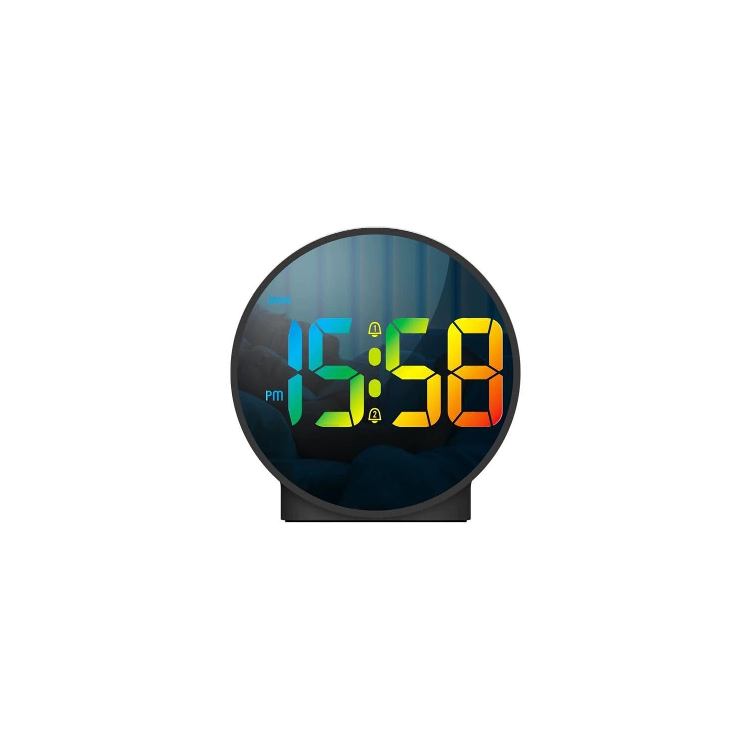 Horloge numérique couleur à affichage LED, écran réglable à 4 niveaux de luminosité, réveil double avec fonction de rappel d'alarme, idéal pour la