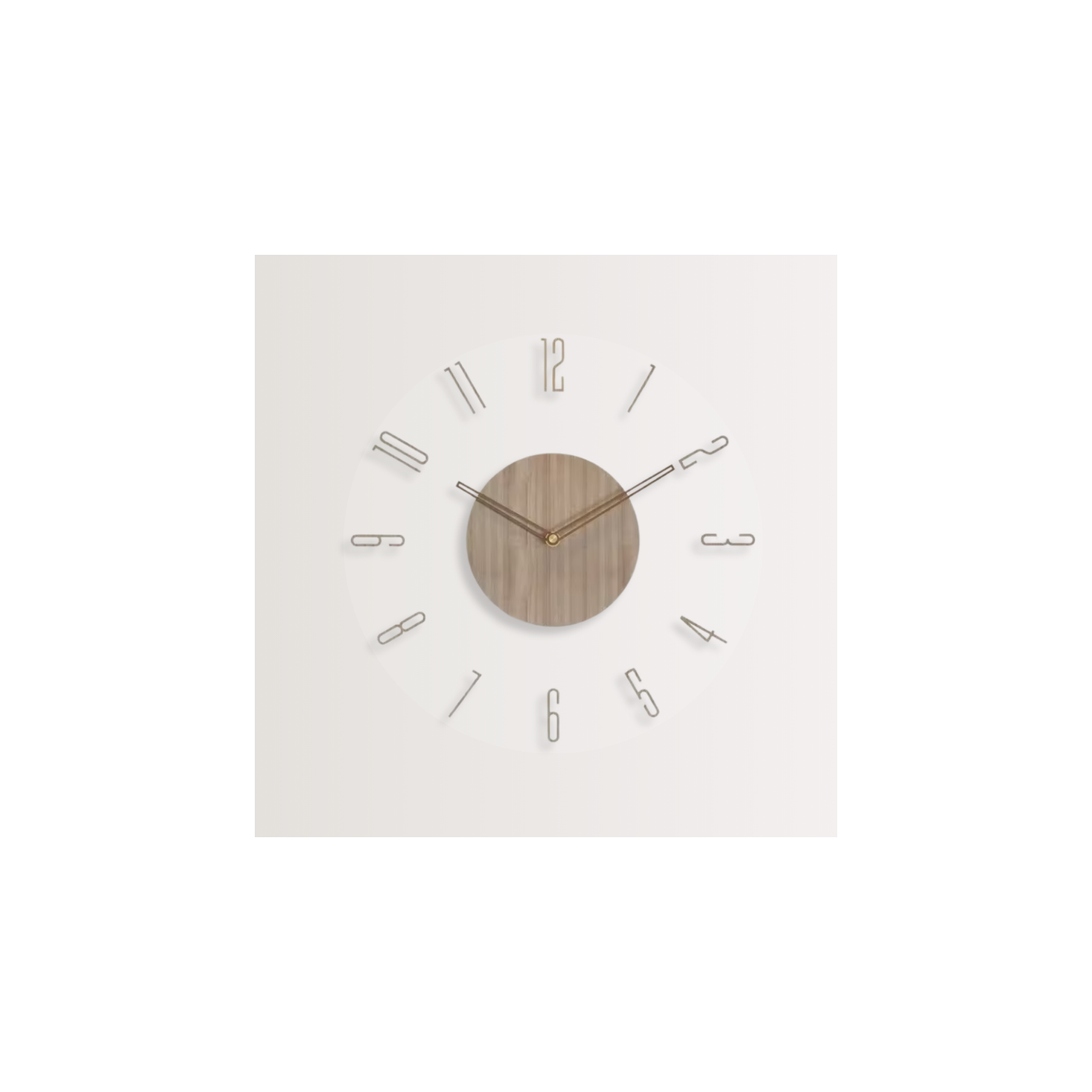 35cm simple modern wall clock, frosted acrylic and wooden design, silent and tickless battery-powered wall clock, round simple decorative living room