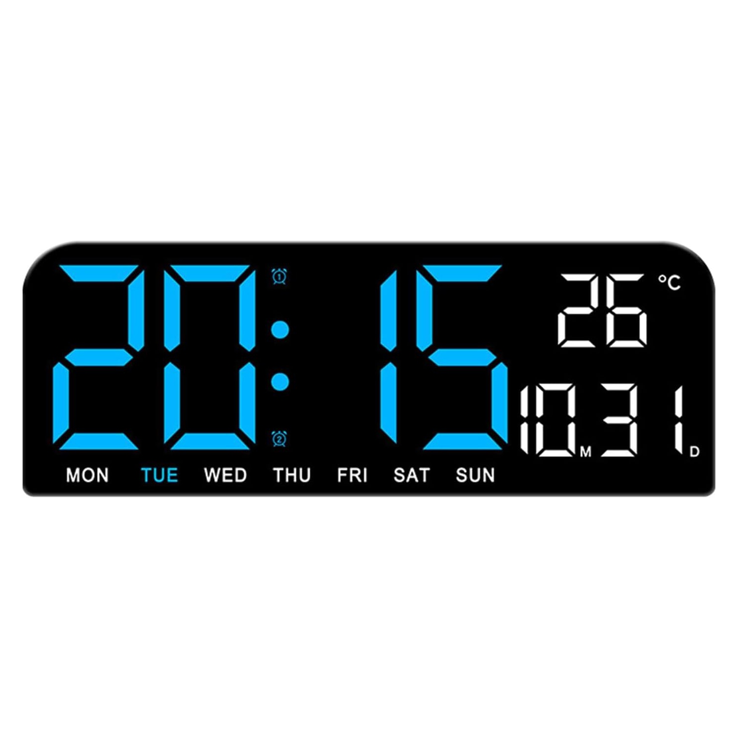 Horloge numérique noire - réveil double, luminosité réglable et affichage de la température, adapté pour la maison/le bureau/la cuisine Horloge de