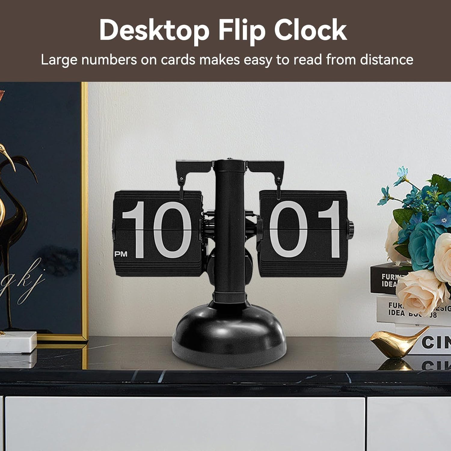 Balanced Page Turning Digital Clock, Creative Mechanical Retro Style Desk Clock Durable Automatic Page Turning Desk Clock Home Decoration Suitable