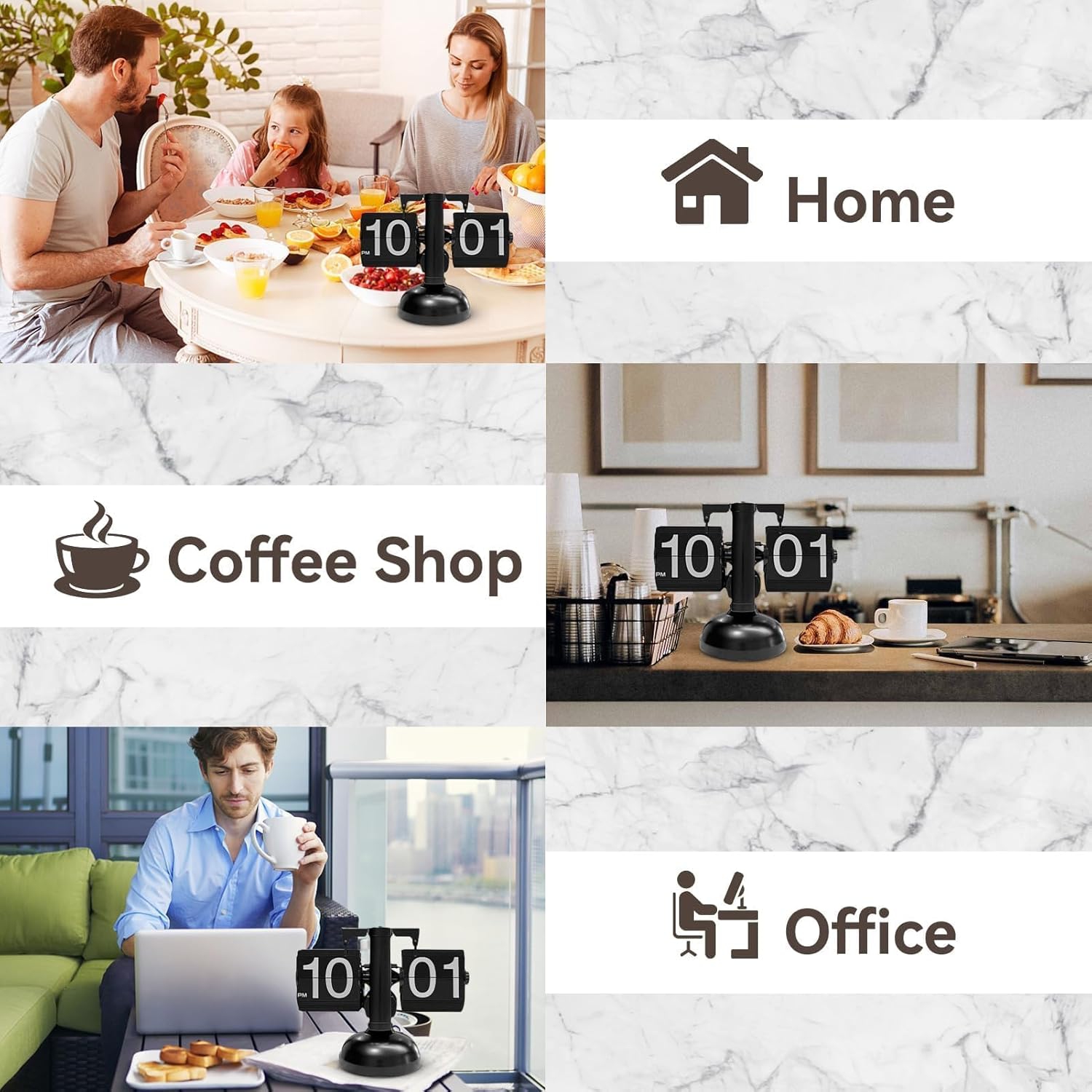 Balanced Page Turning Digital Clock, Creative Mechanical Retro Style Desk Clock Durable Automatic Page Turning Desk Clock Home Decoration Suitable