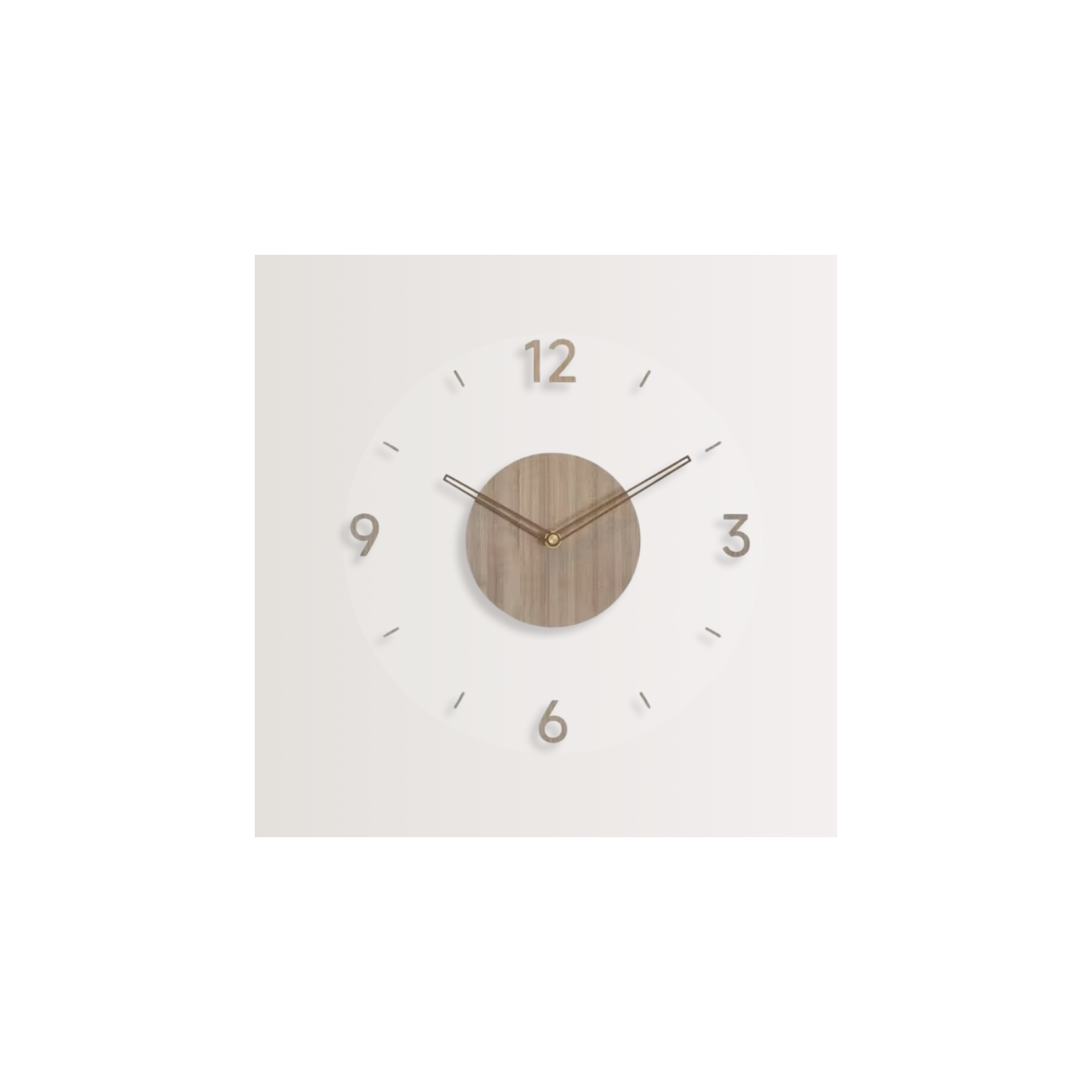 30cm Simple modern wall clock, frosted acrylic and wooden design, silent and tickless battery-powered wall clock, round simple decorative living room