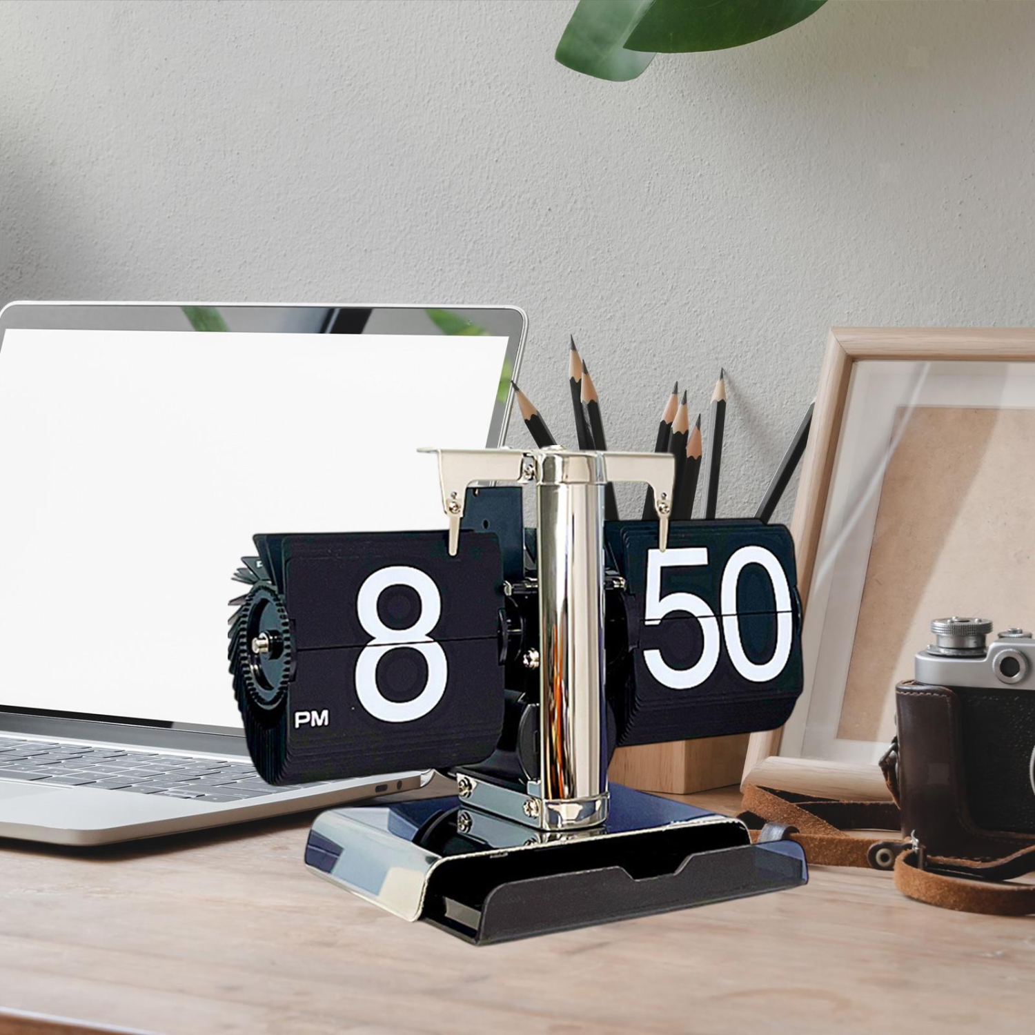 Ausgewogene digitale Klappuhr, kreative Mechanische Retro-Tischuhr mit Schubladenaufbewahrung, Heimdekoration, geeignet für Schlafzimmer und Büro