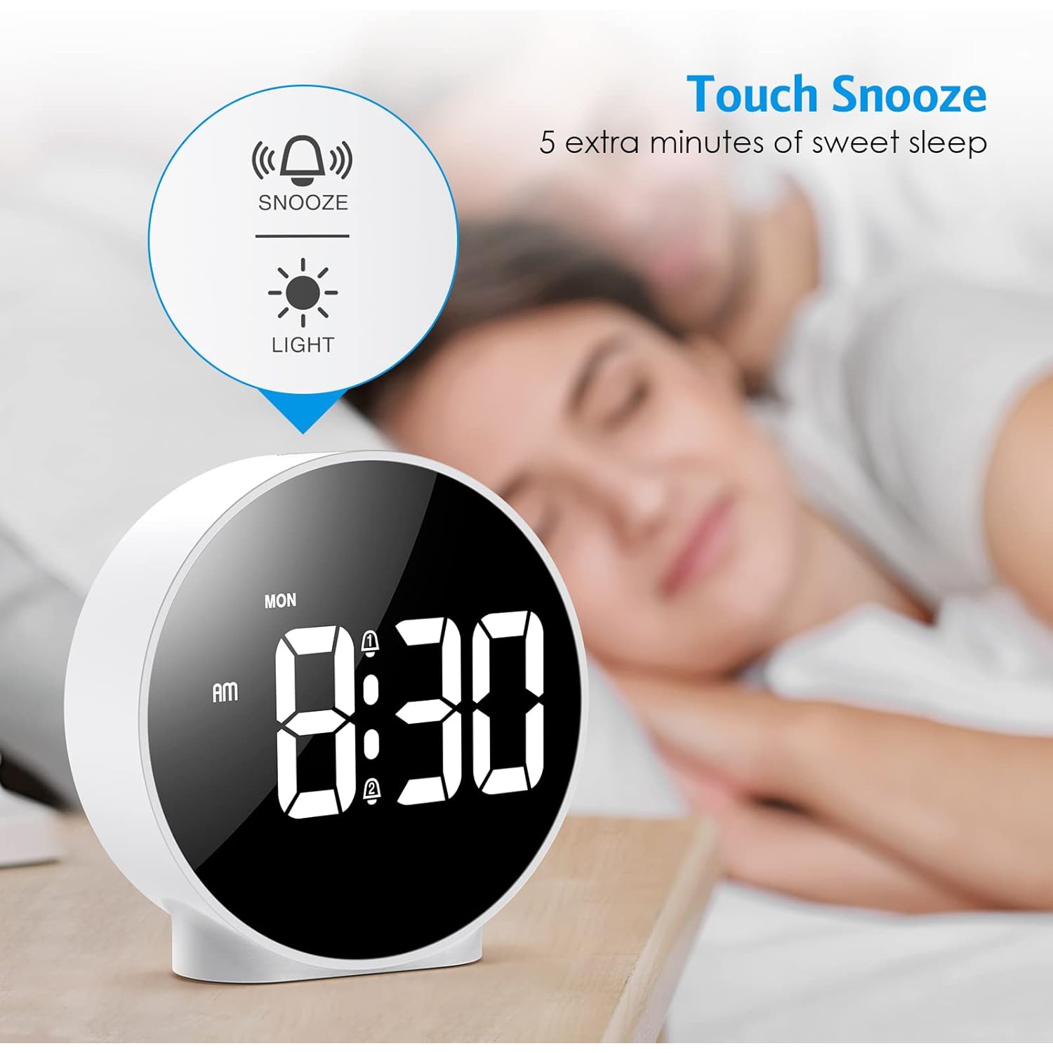 Minimalist LED Digital Alarm Clock - Adjustable Brightness, 5 Alarm Modes, Function, Dual Power Supply, 12/24 Hour Format, Perfect for Bedside and
