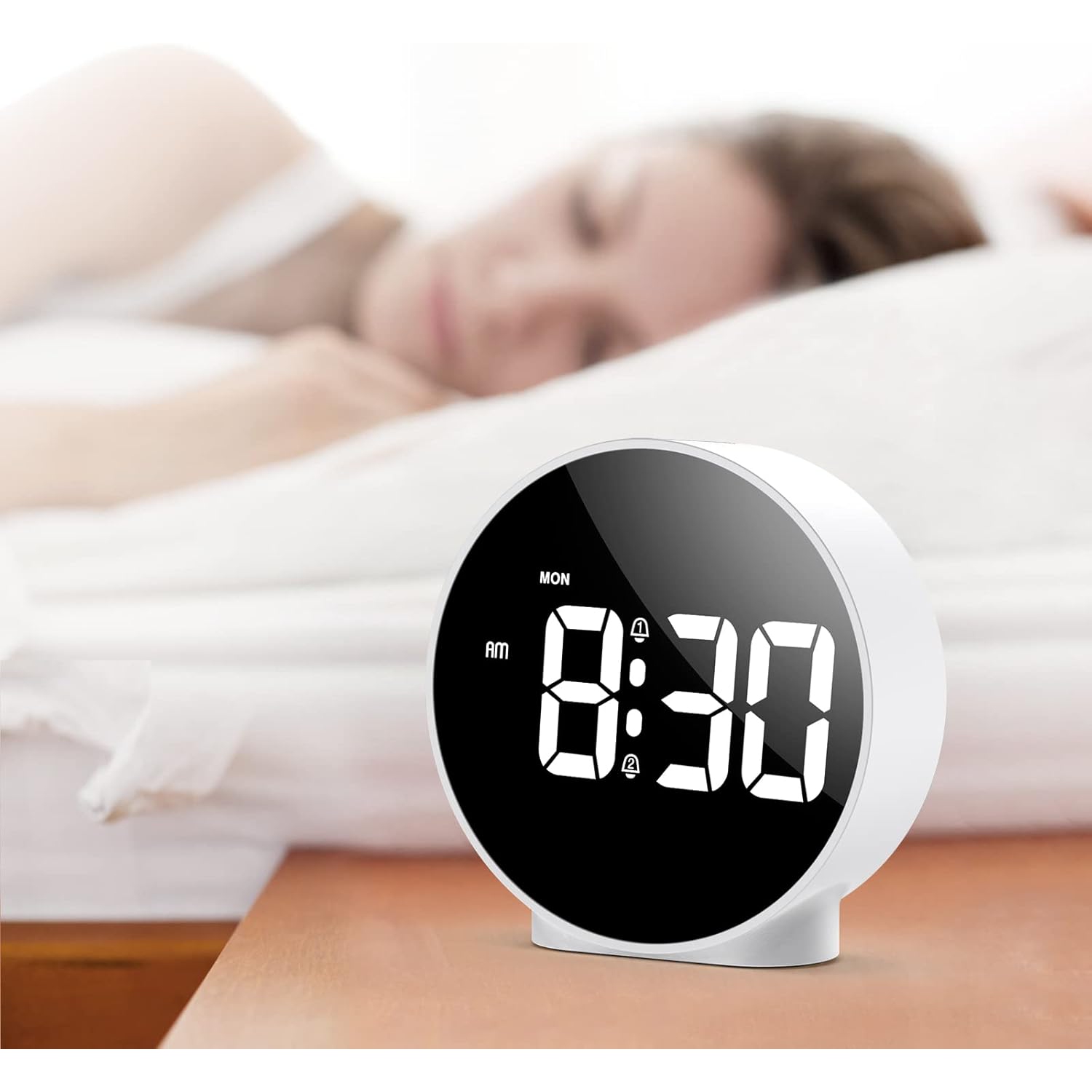 Minimalist LED Digital Alarm Clock - Adjustable Brightness, 5 Alarm Modes, Function, Dual Power Supply, 12/24 Hour Format, Perfect for Bedside and