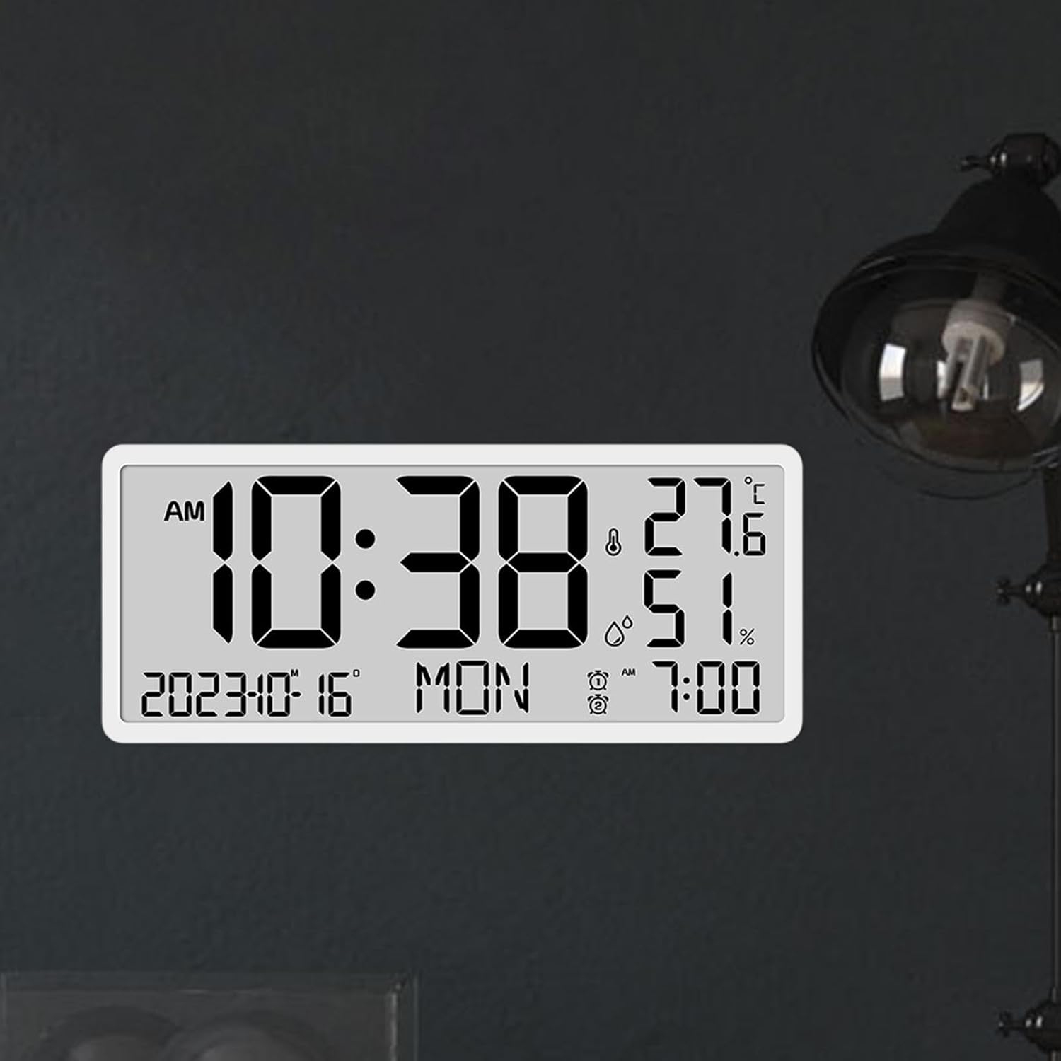 Creative LCD Horloge murale multifonction pour le salon Horloge pour l'heure, la température et la date Simple Réveil moderne à grand écran Horloge
