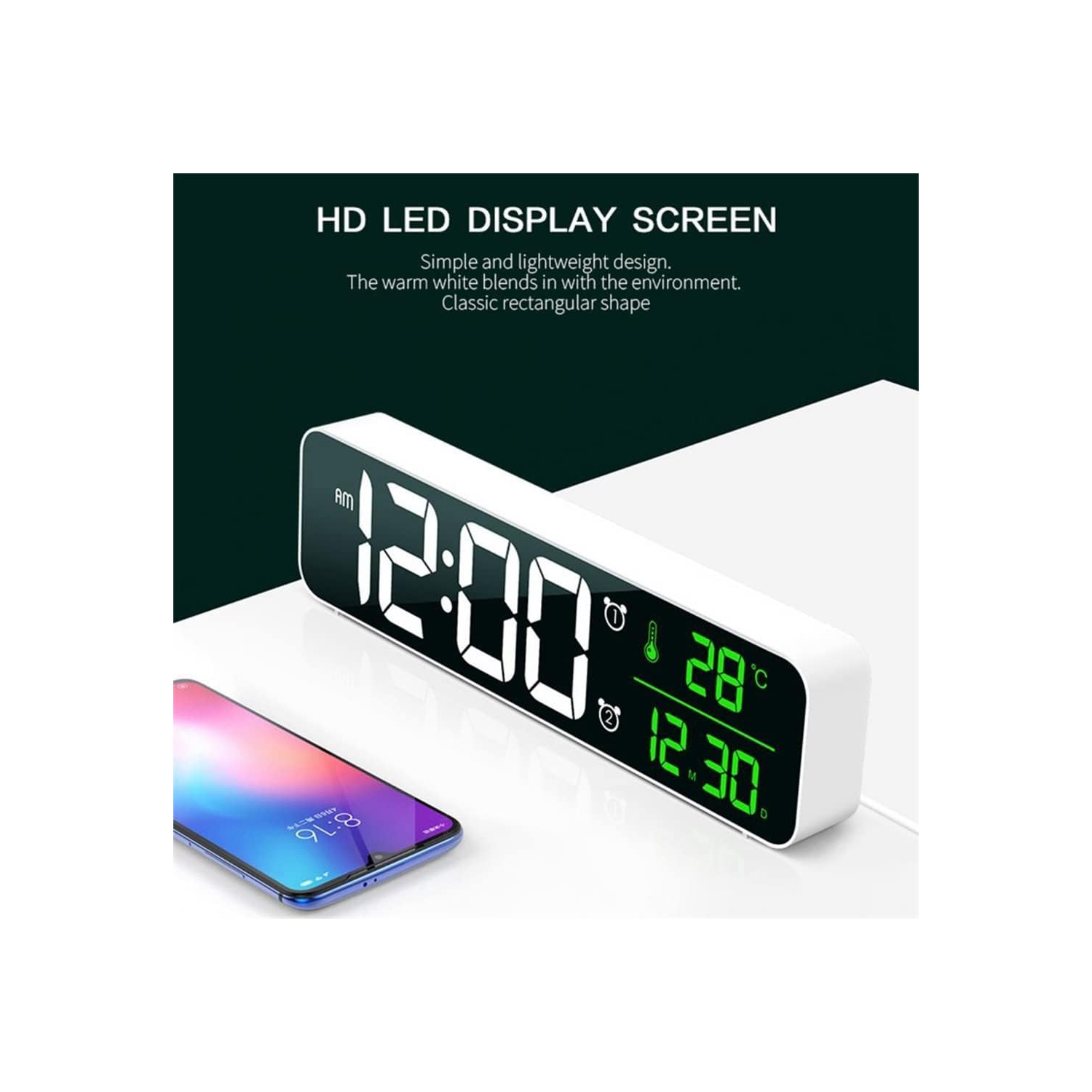 Horloge de chevet multifonction - 3 niveaux de luminosité, 40 chansons, sauvegarde de la mémoire, Convertible/℃, horloge multifonctions Perfect Gift