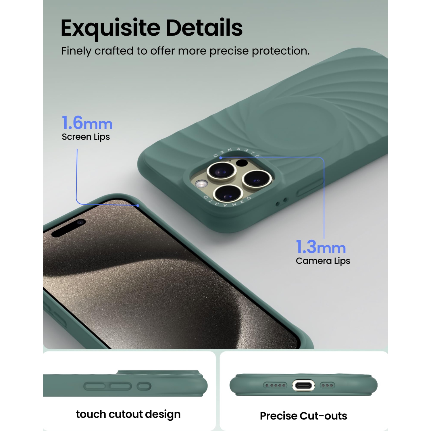 OrnARTO Vortuxe conçu pour iPhone 15 Pro Max, [compatible avec MagSafe/protection de qualité militaire contre les chutes], téléphone en silicone