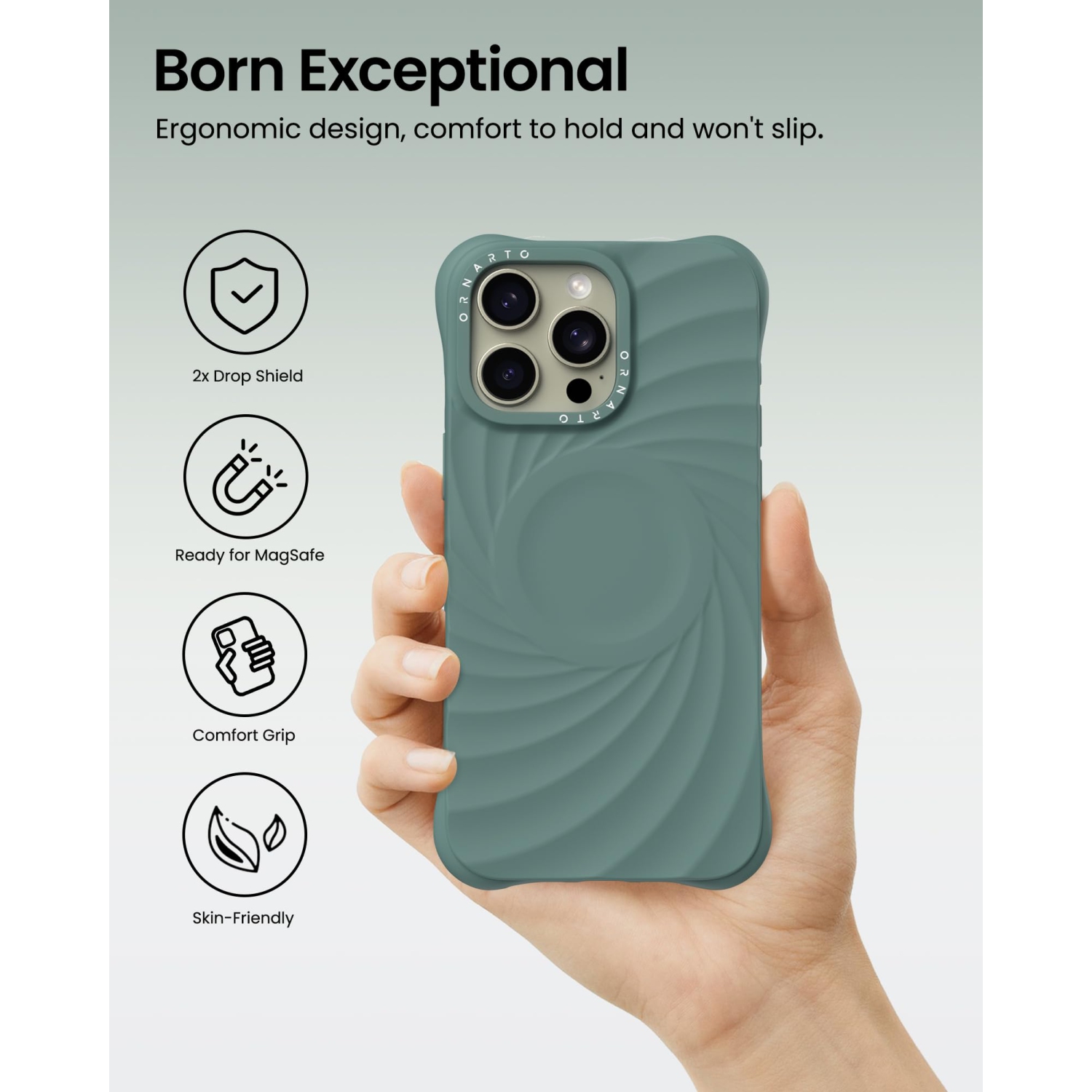 OrnARTO Vortuxe conçu pour iPhone 15 Pro Max, [compatible avec MagSafe/protection de qualité militaire contre les chutes], téléphone en silicone