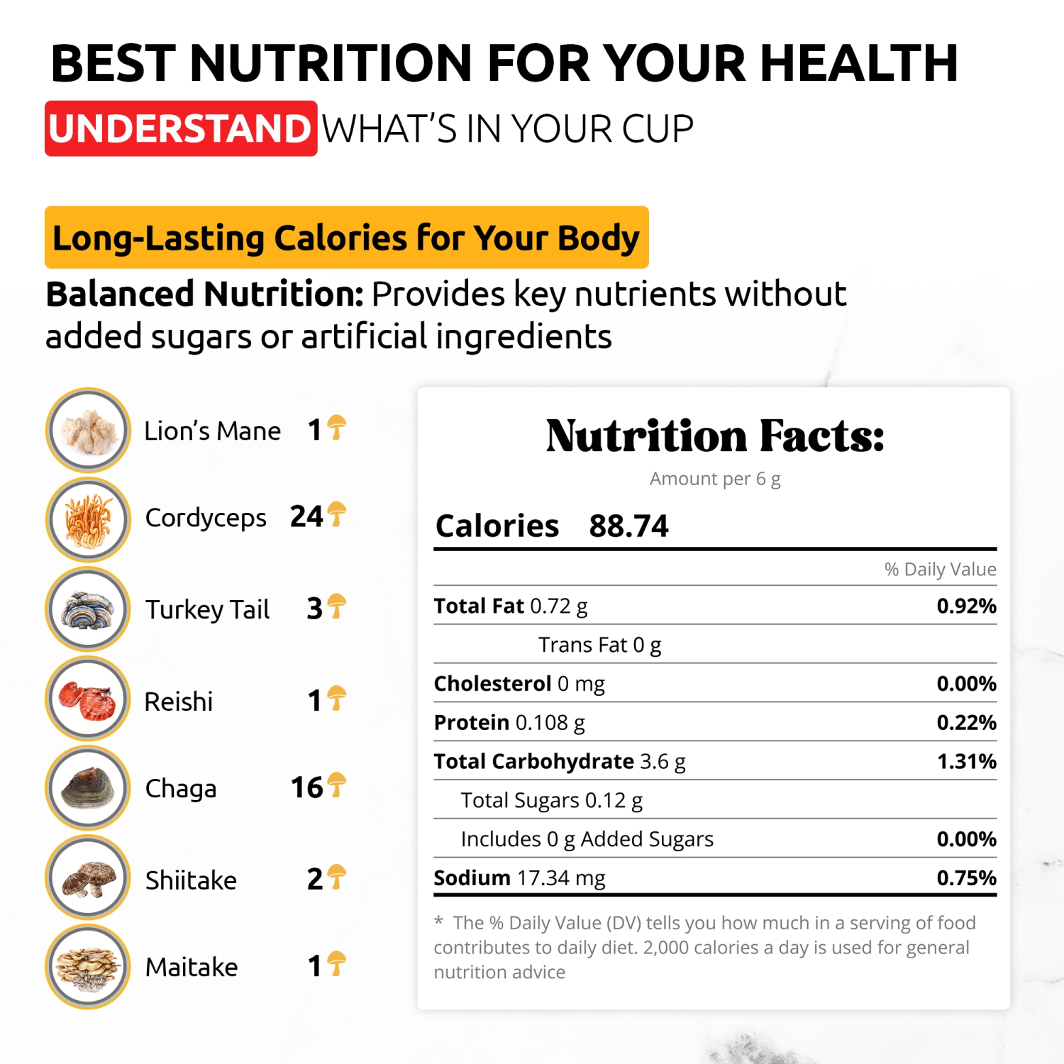 OS-MLT03 Mushroom Latte Blend | 7-Mushroom Formula | Arabica Coffee | Energy, Focus, Immunity | 14 oz