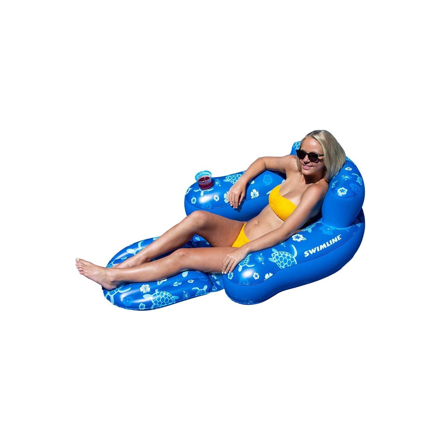 Inflatable Tropical Pool Lounge Chair - 58" - Blue
