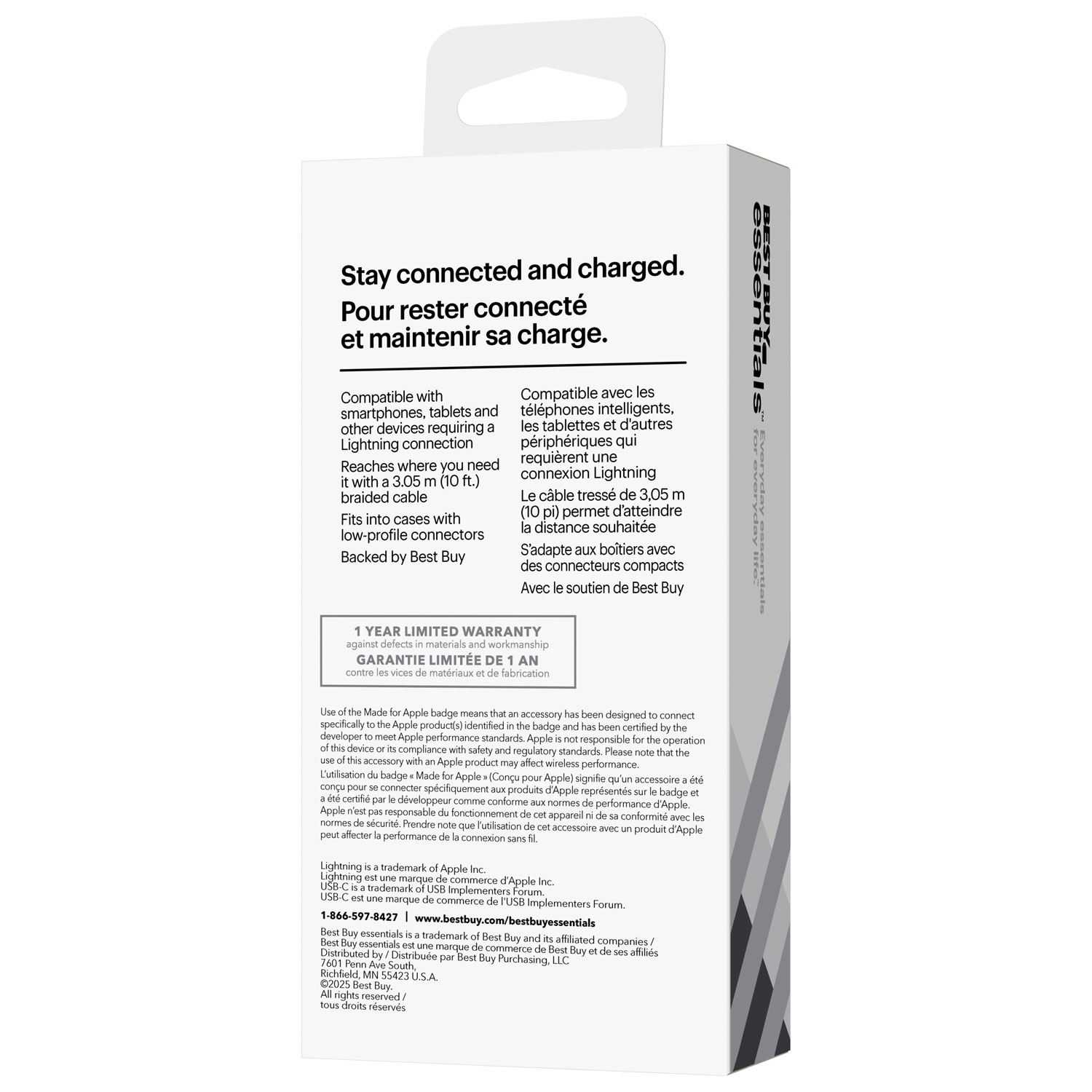 Best Buy Essentials 3m Braided USB-C to Lightning Cable (BE-MCA10CLW-C) - Only at Best Buy