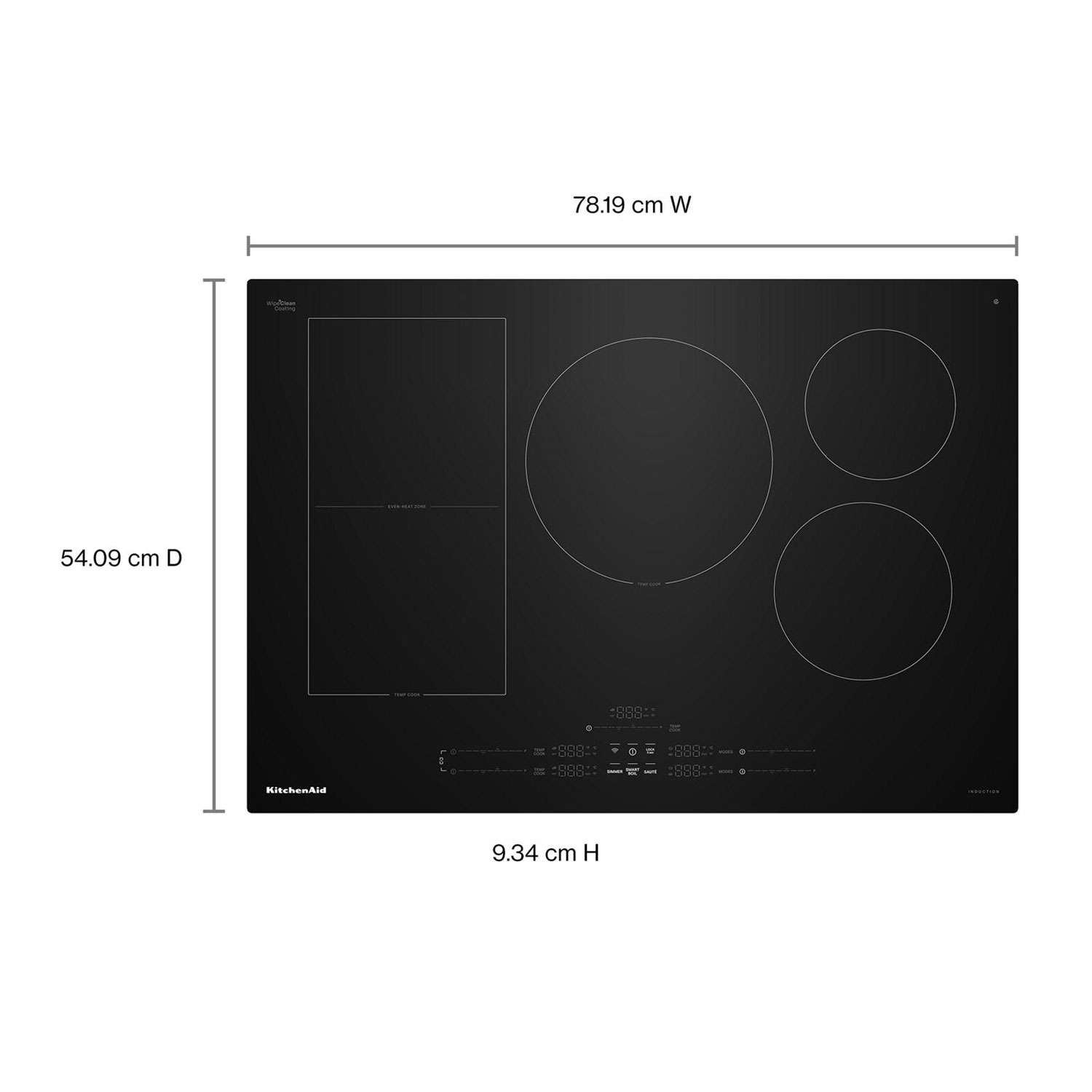 Surface de cuisson à induction Temp Cook à 5 éléments de 30 po de KitchenAid - Noir