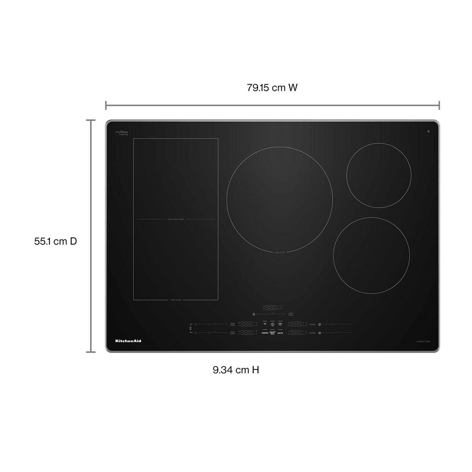 Surface de cuisson à induction Temp Cook à 5 éléments de 30 po de KitchenAid - Verre noir/Acier inoxydable