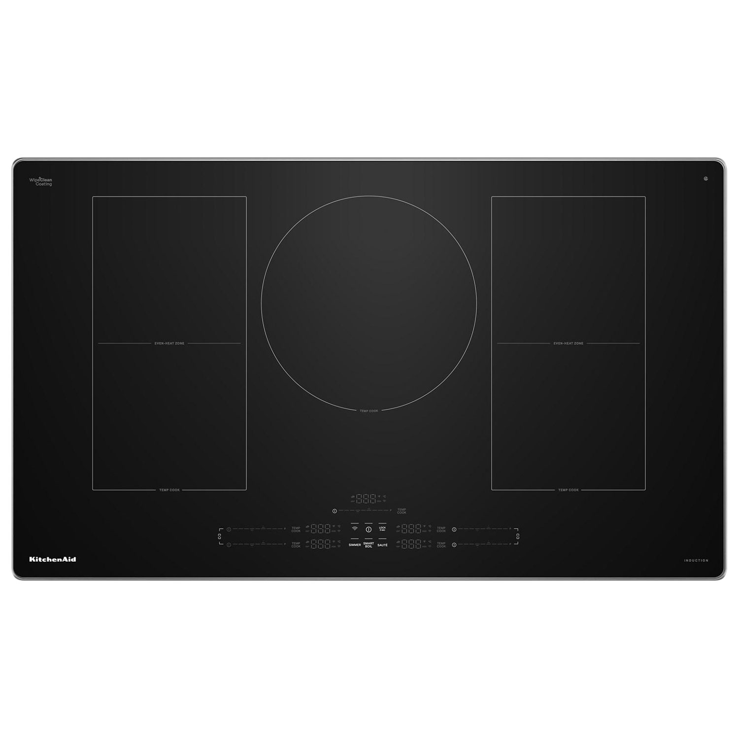 Surface de cuisson à induction Temp Cook à 5 éléments de 36 po de KitchenAid - Verre noir/Acier inoxydable