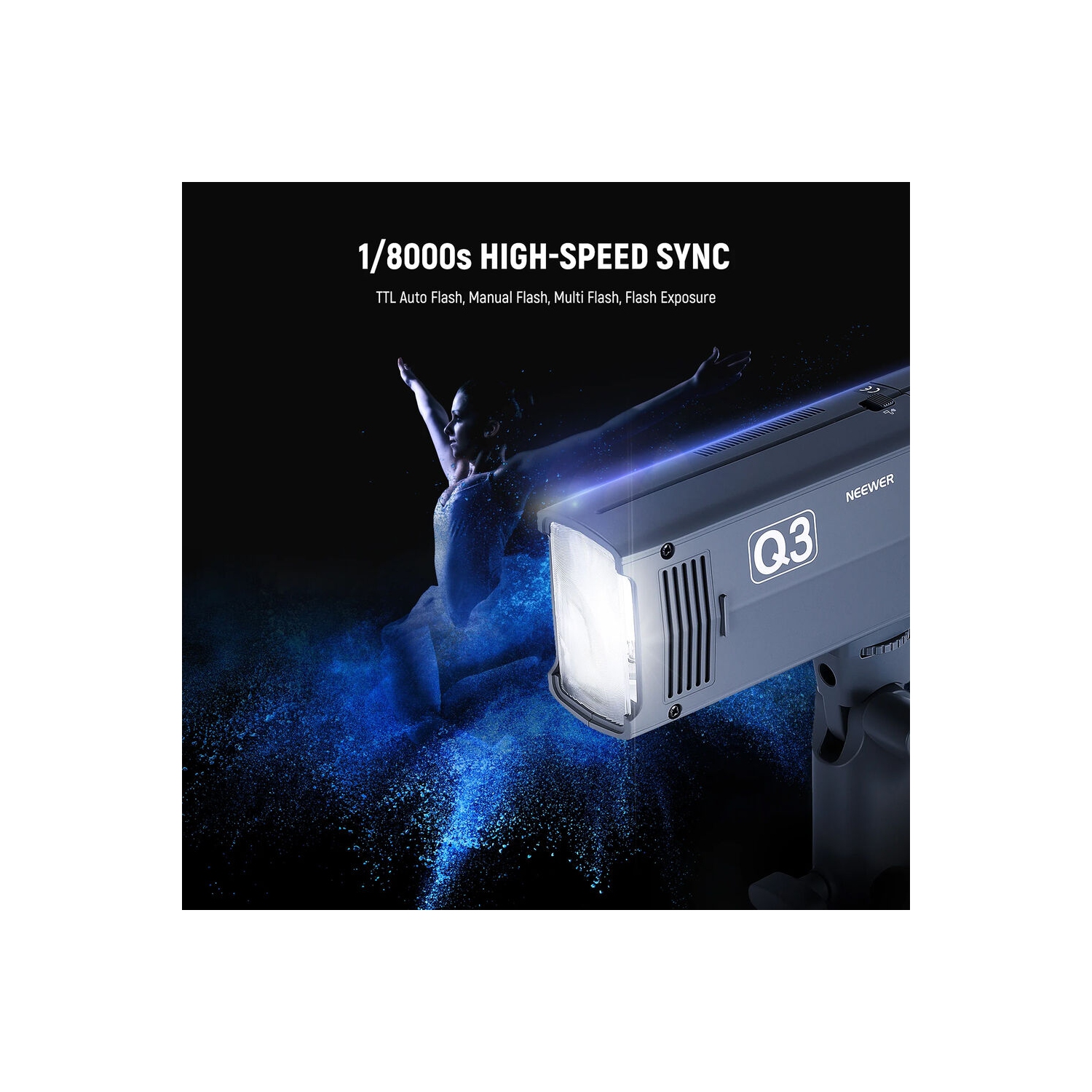 Boîte ouverte - Flash TTL T3 200Ws 2,4 G de NEEWER, monochrome pour photographie à lumière stroboscopique HSS de 1/8000 avec déclencheur QPRO-N
