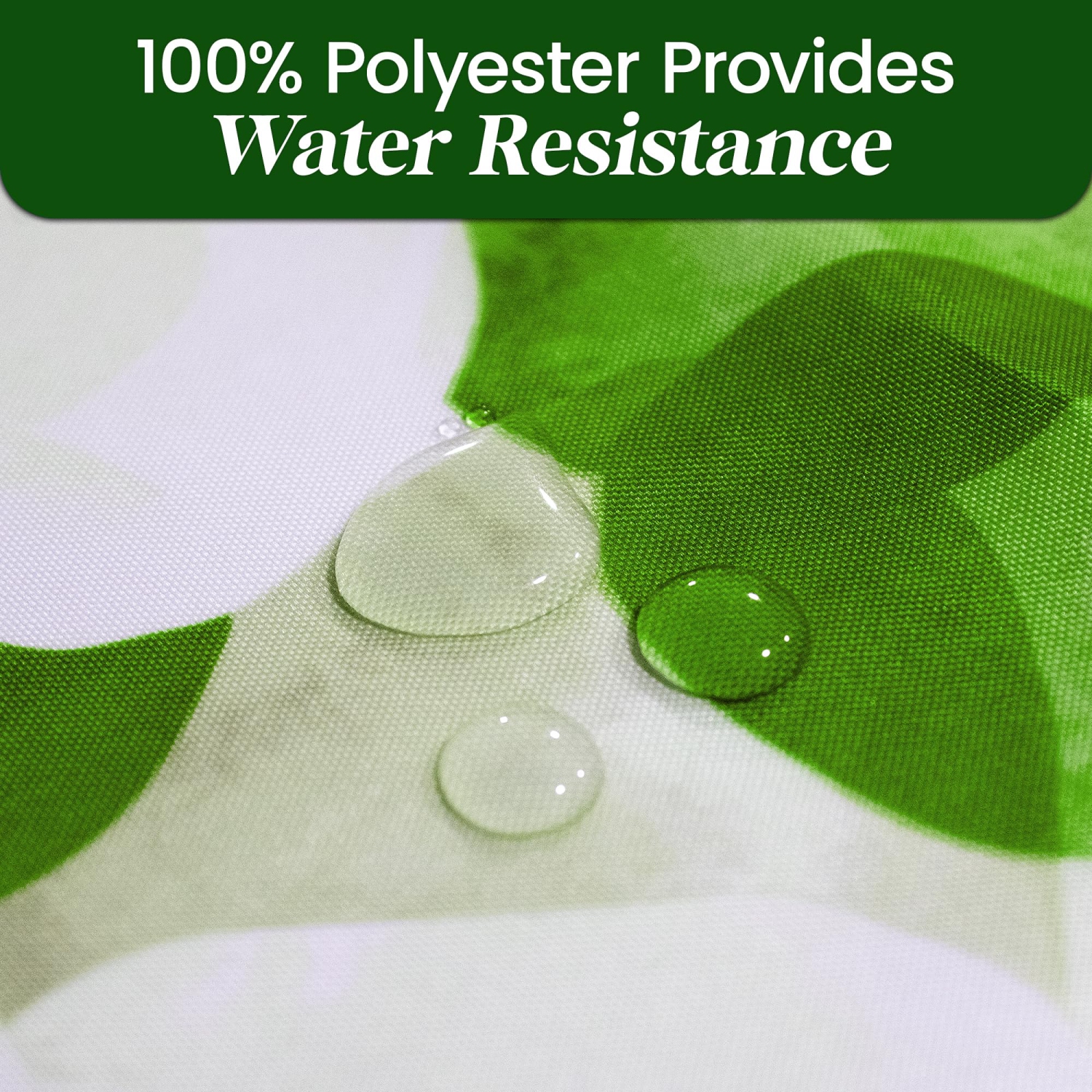 Rideaux de douche en lin canadien sans crochet, 72 x 72&nbsp;po, lavables en polyester, doux et résistant à l'eau pour salle de bain, pétales verts