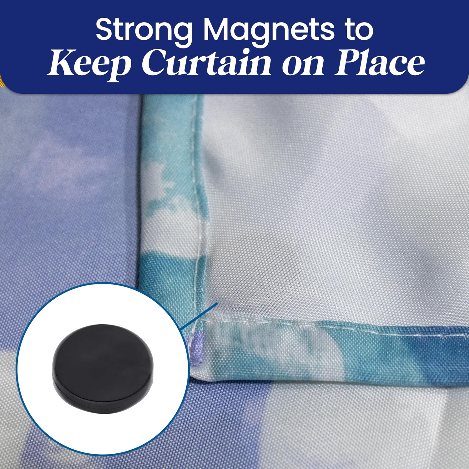 Canadian Linen Hookless Shower Curtains, 72"x72", Mildew Water Resistant Washable Polyester Bathtub Shower Curtains for Bathroom, Blue Petals