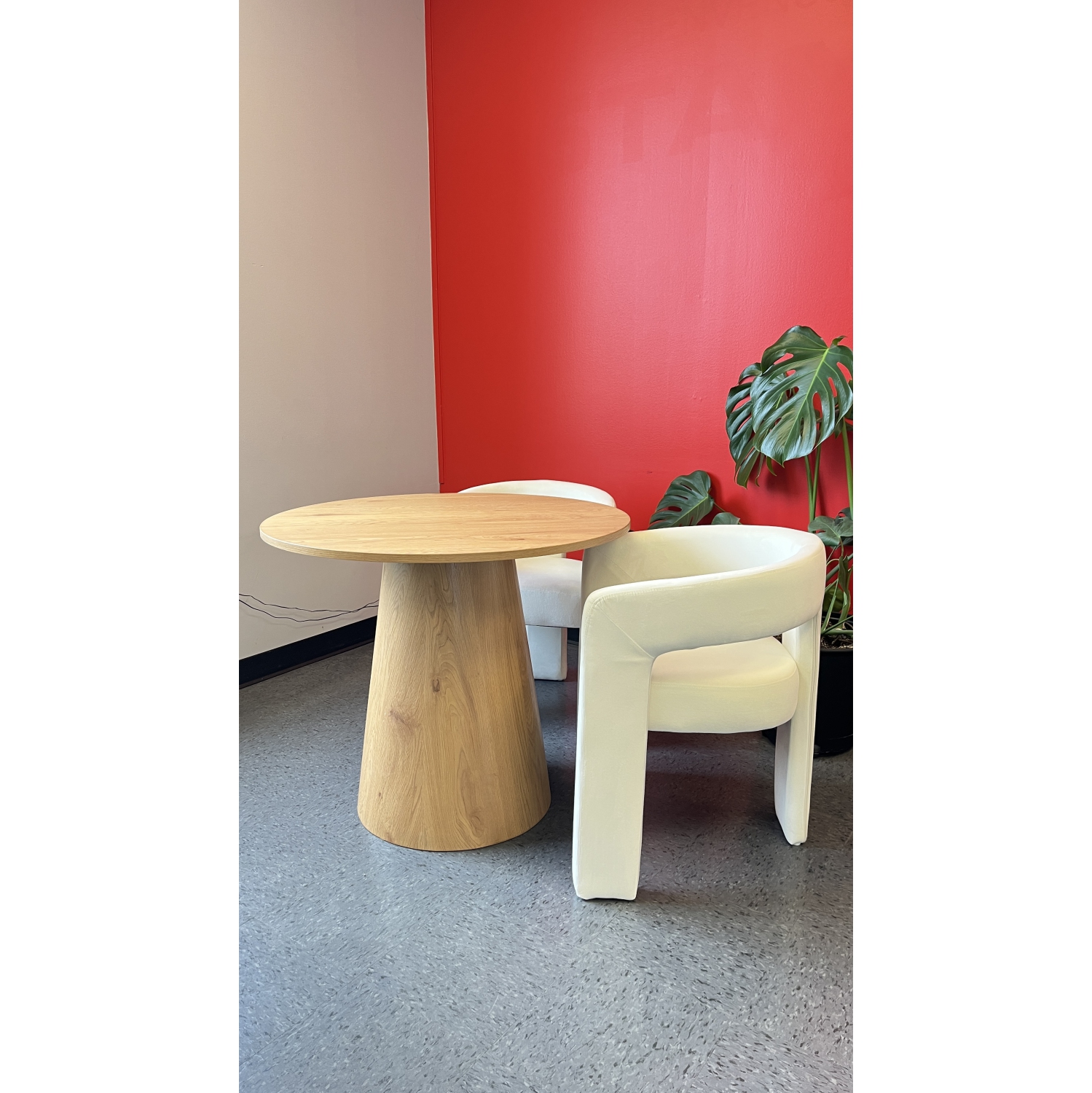 KOSSMAI – Table de salle à manger ronde moderne avec caisson pour salle à manger, salon, entrée de 35&nbsp;po pour 4&nbsp;personnes, chêne
