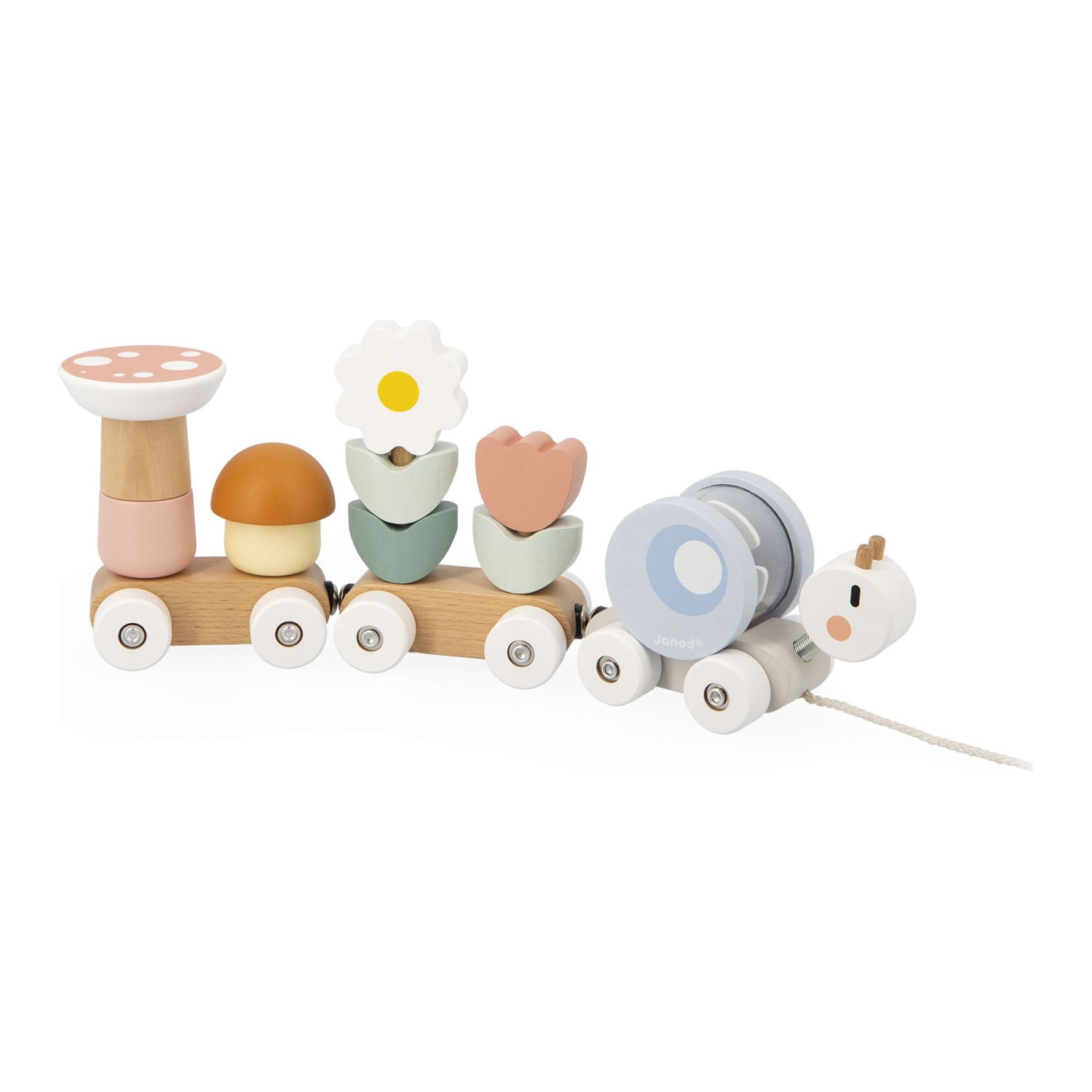Janod Sweet Cocoon Pull-Along Train Wooden Toy Set