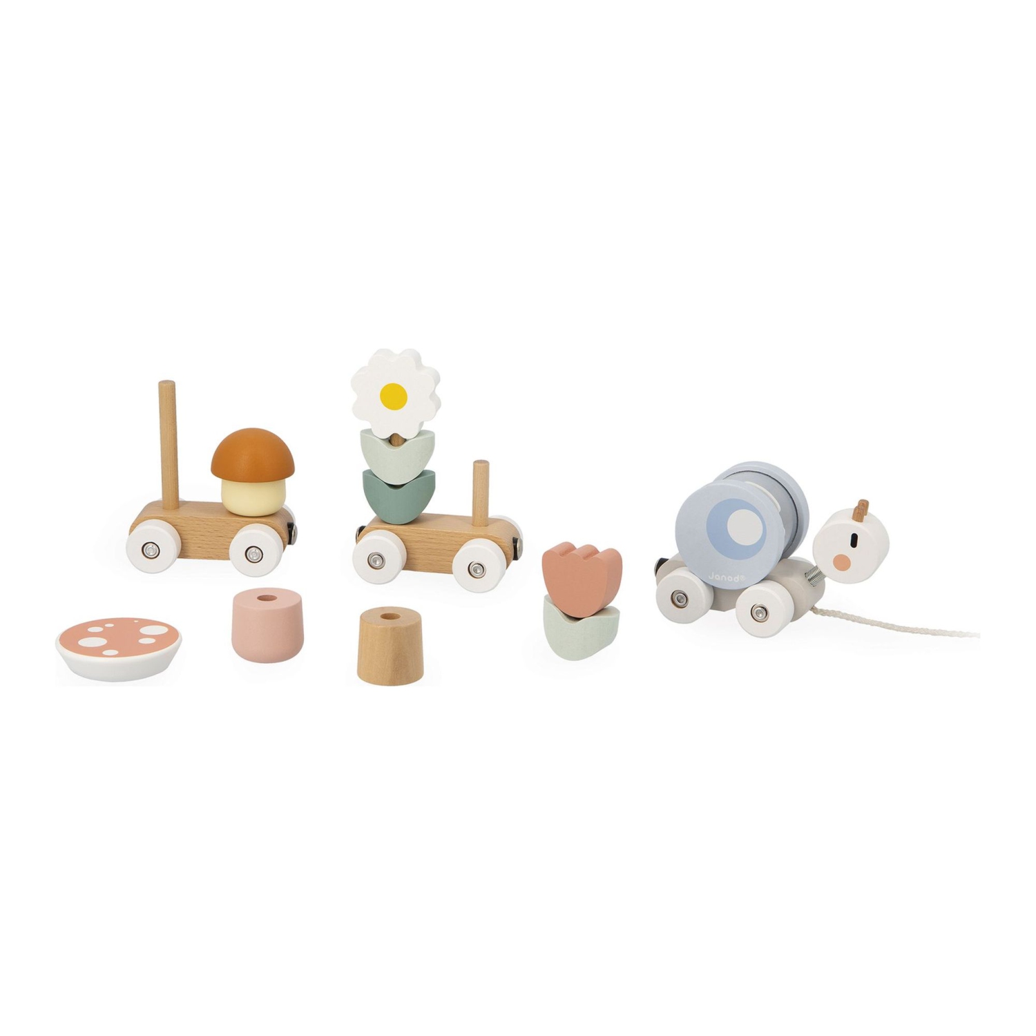 Janod Sweet Cocoon Pull-Along Train Wooden Toy Set