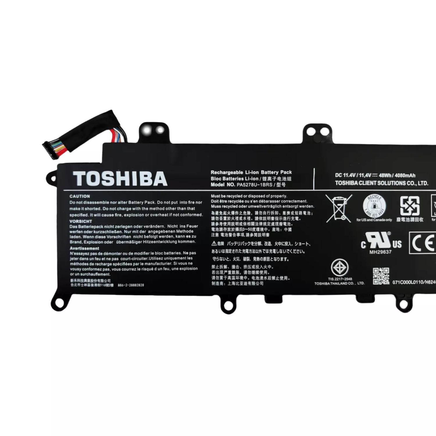 PA5278U-1BRS Batterie authentique pour Toshiba Tecra X40-D X40-E X40-F Portege X30-D