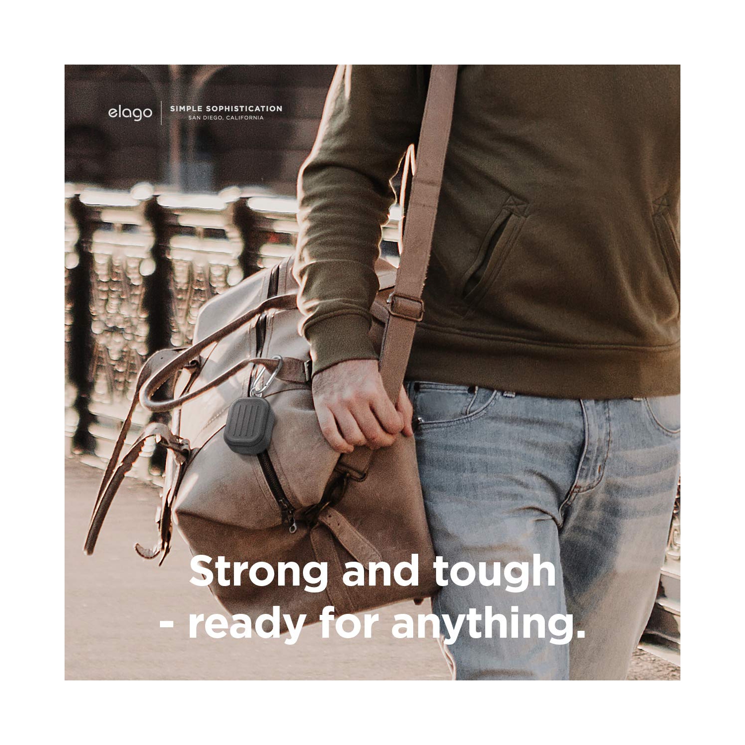 elago Armor Case Compatible with AirPods Pro Case, Carabiner Included, Supports Wireless Charging, Shock Resistant, Full Protection [US Patent