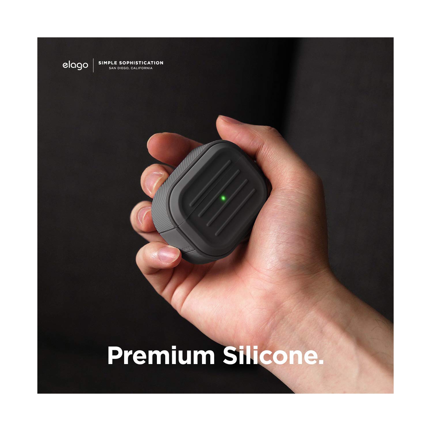 elago Armor Case Compatible with AirPods Pro Case, Carabiner Included, Supports Wireless Charging, Shock Resistant, Full Protection [US Patent