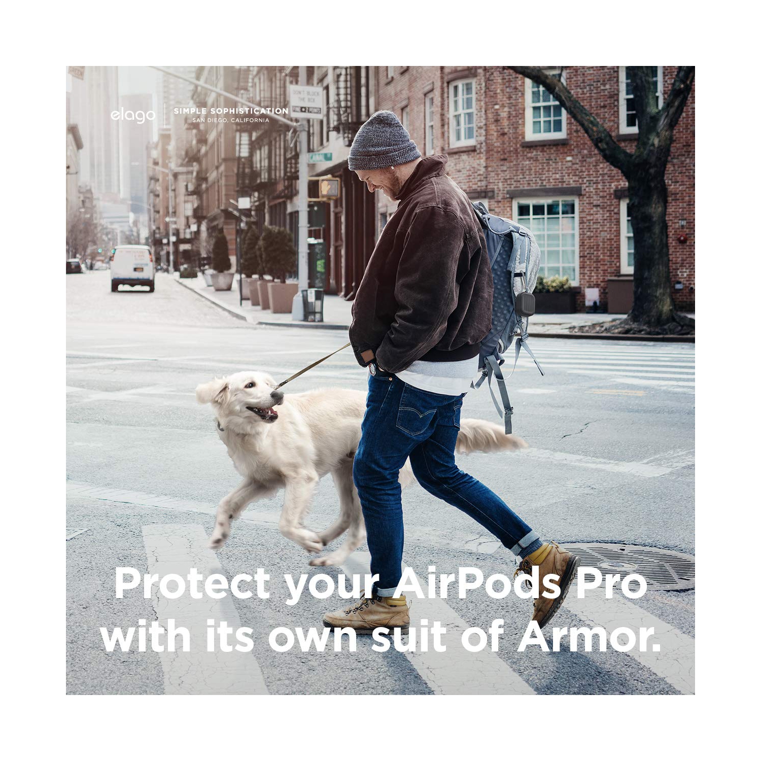 elago Armor Case Compatible with AirPods Pro Case, Carabiner Included, Supports Wireless Charging, Shock Resistant, Full Protection [US Patent