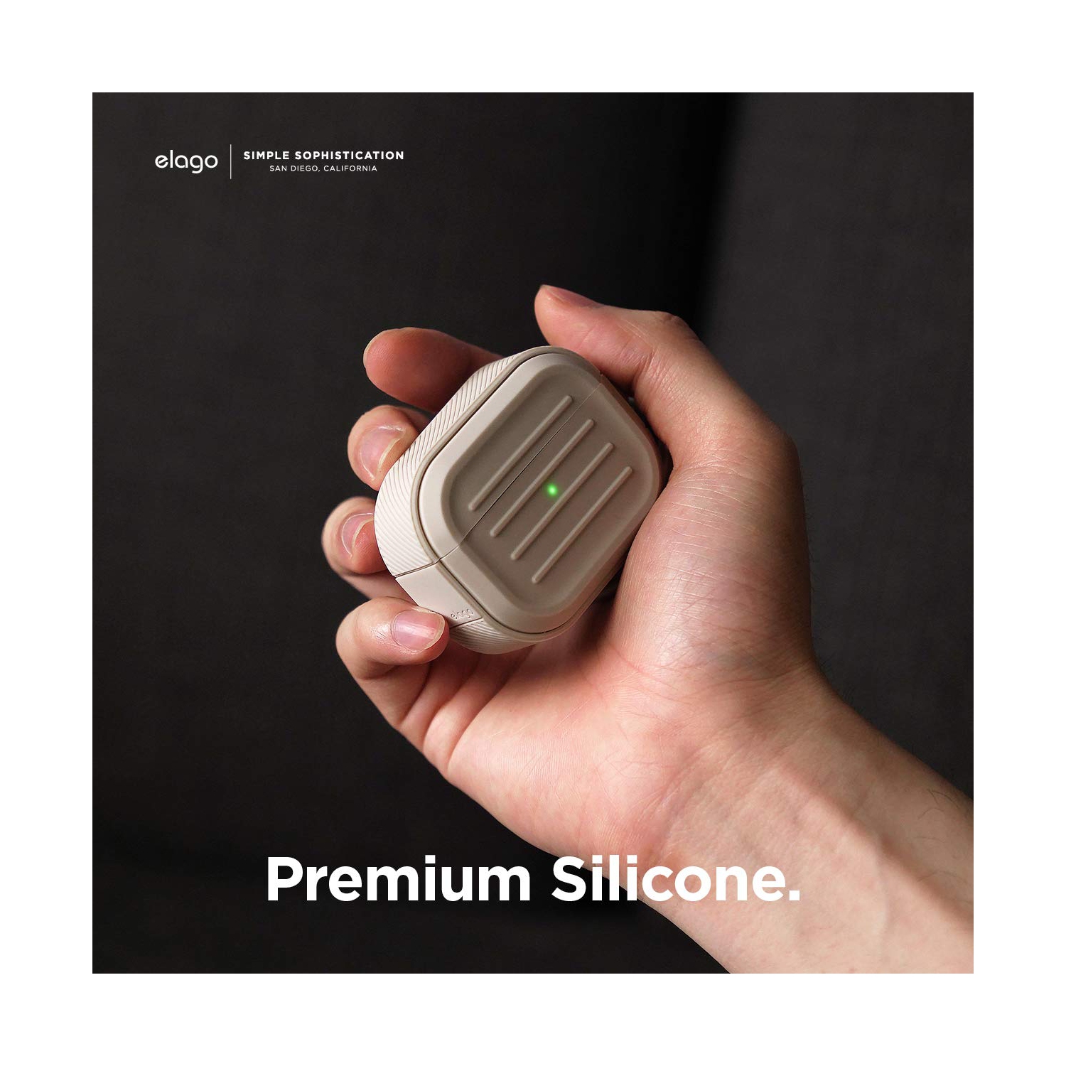 elago Armor Case Compatible with AirPods Pro Case, Carabiner Included, Supports Wireless Charging, Shock Resistant, Full Protection [US Patent