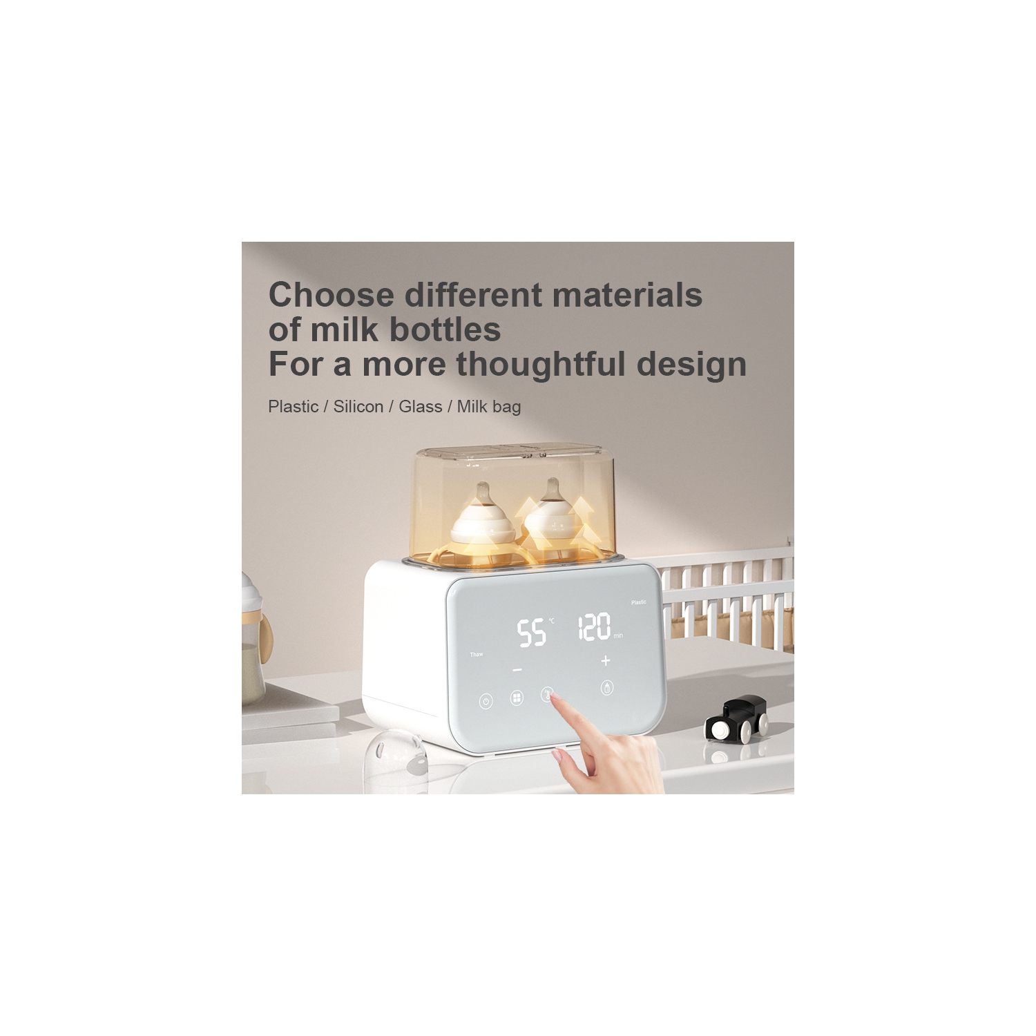 Double Bottle Warmer, Fast Milk Warmer for Breastmilk & Formula,Bottle Warmer with Timer,Thaw,Sterilizing,Keep Warm