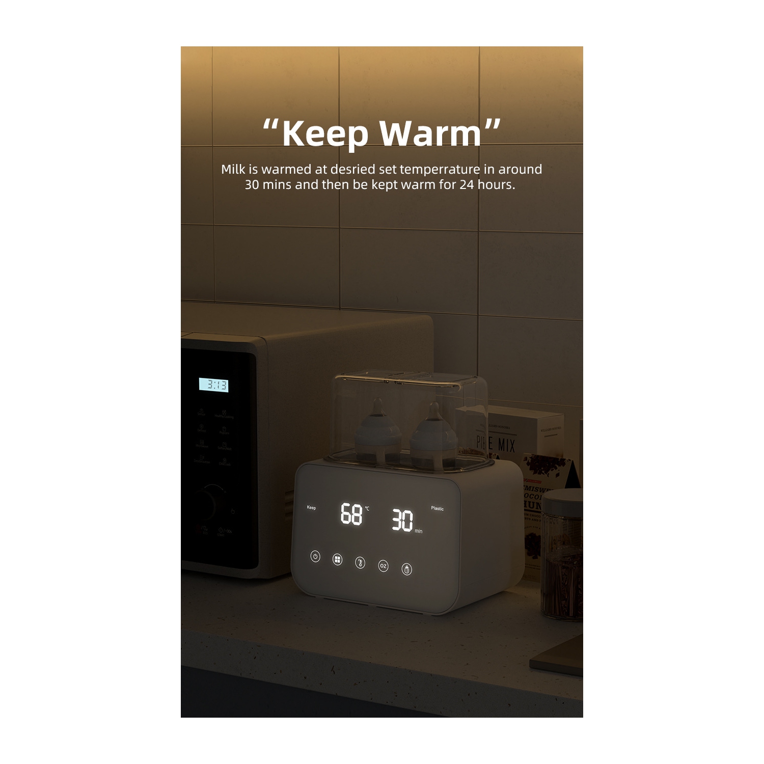 Double Bottle Warmer, Fast Milk Warmer for Breastmilk & Formula,Bottle Warmer with Timer,Thaw,Sterilizing,Keep Warm