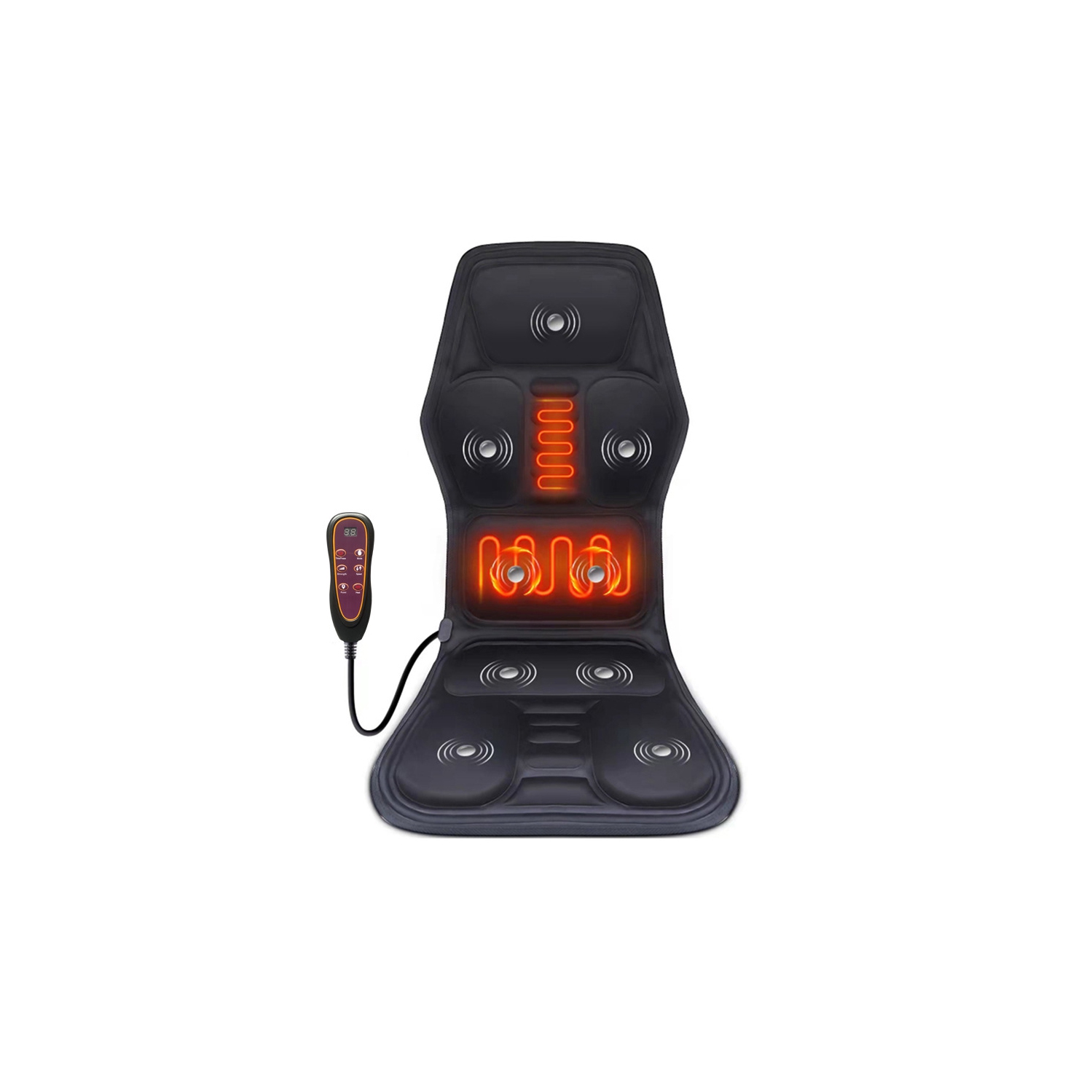 Massage Seat Cushion Pad with 9 Mode Heat Massage Back Massager Chair Pad PU Leather Massage Cushion