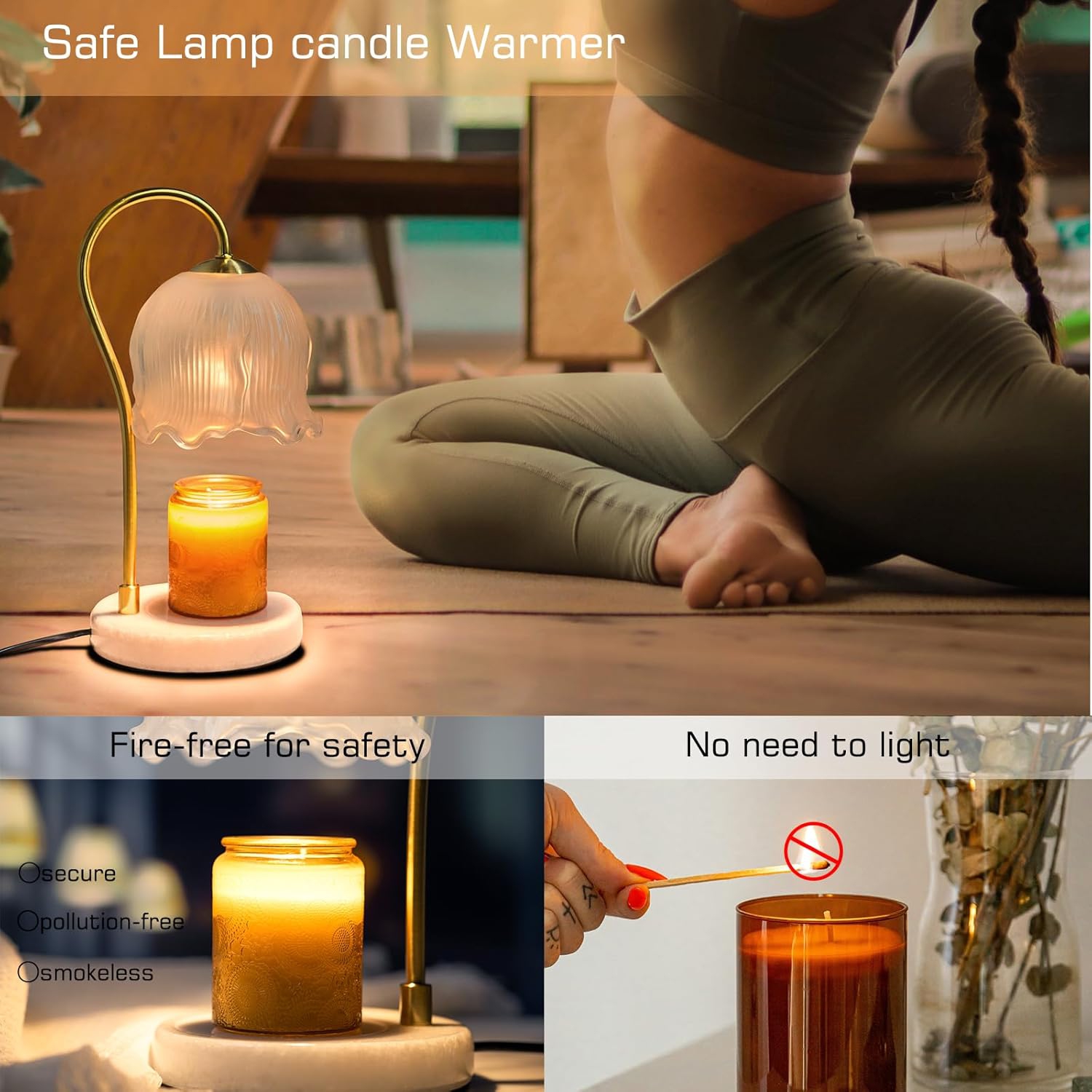 Bedroom Candle Warmer Lamp Dimmable Table Lamp Melted Wax Lamp