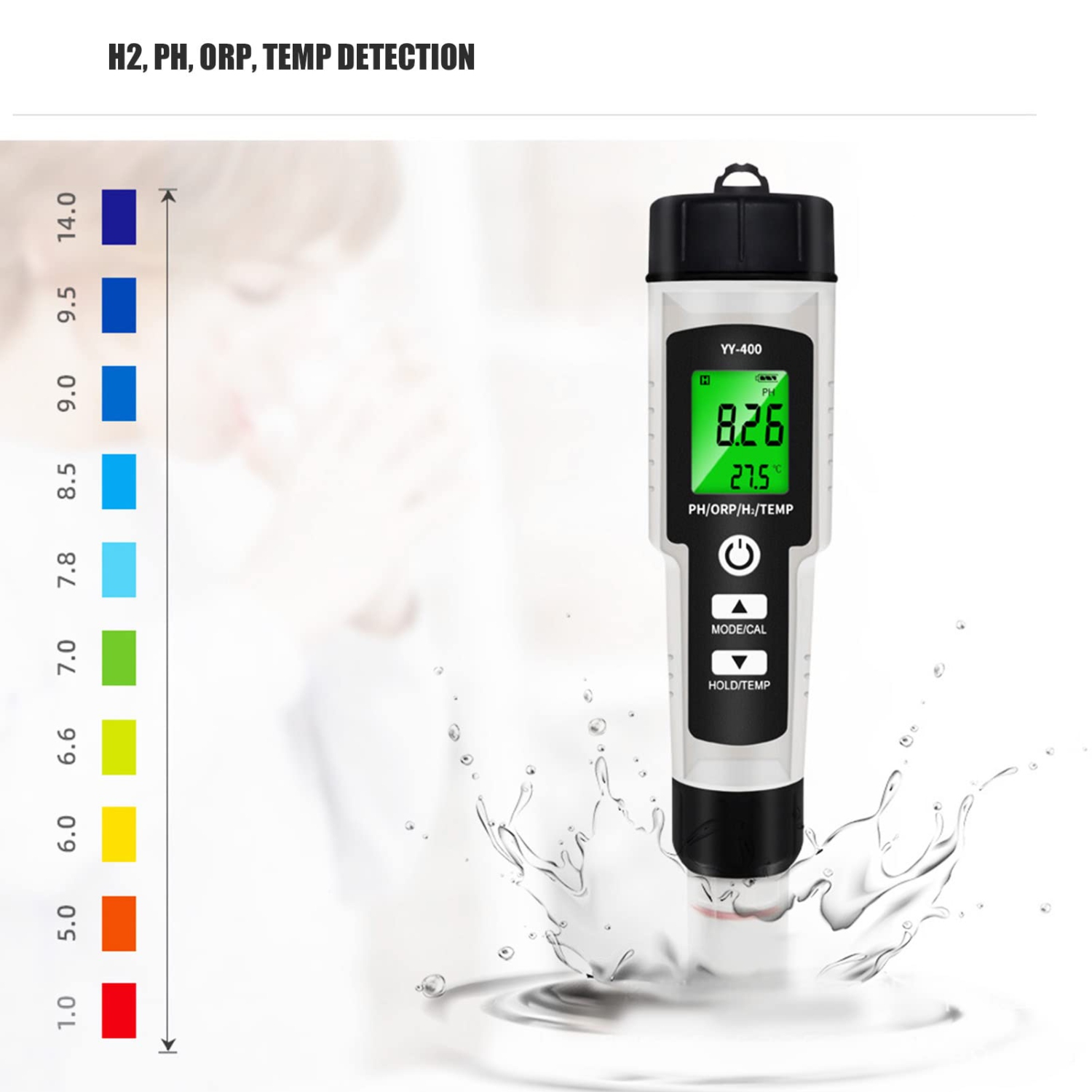 Water Quality Tester Hydrogen-rich Test Pen for Measuring PH ORP H2 Hydrogen Content