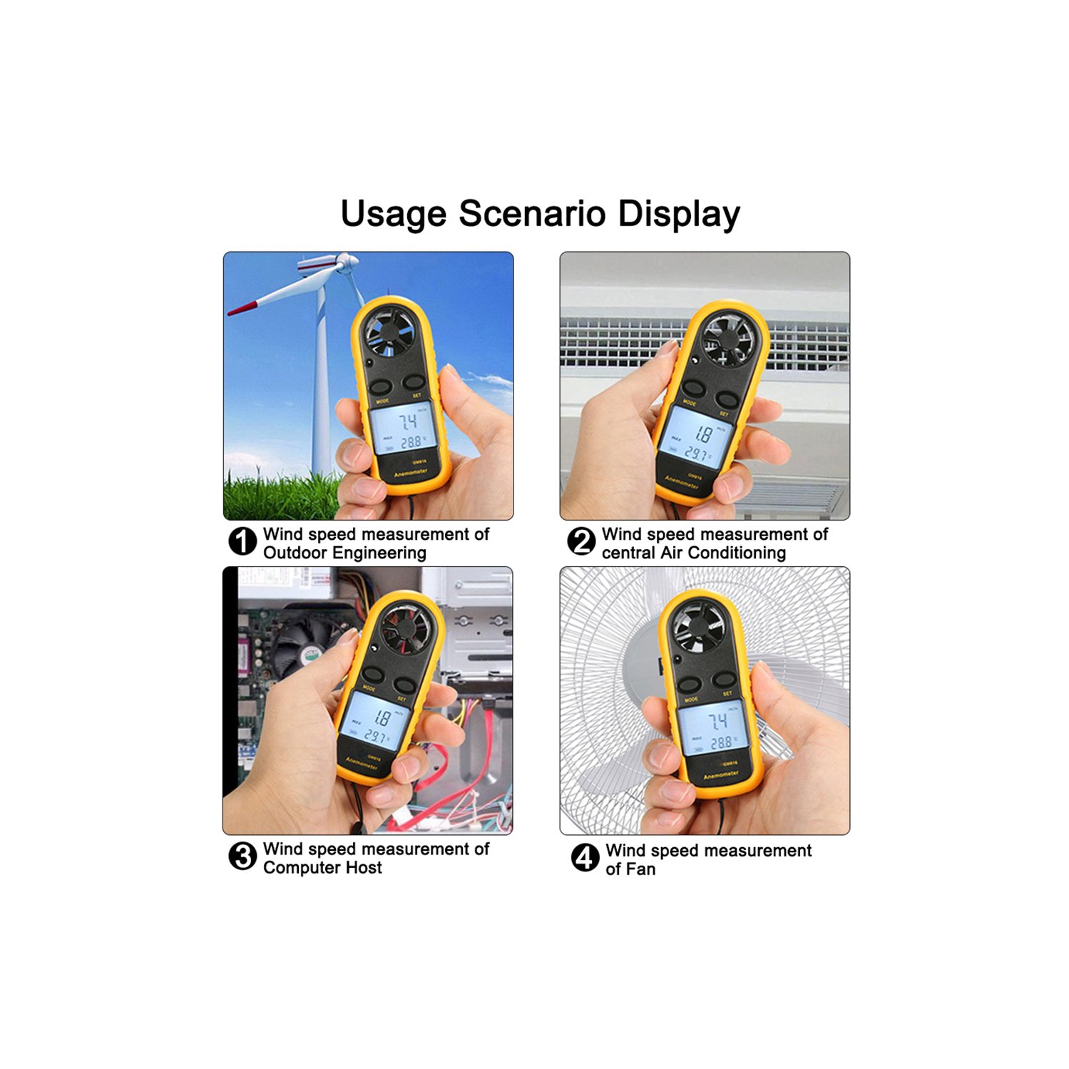 Handheld Digital Anemometer,Mini Wind Speed Meter Gauge for Windsurfing,Sailboat,Surfing,Air Flow Velocity Measurement