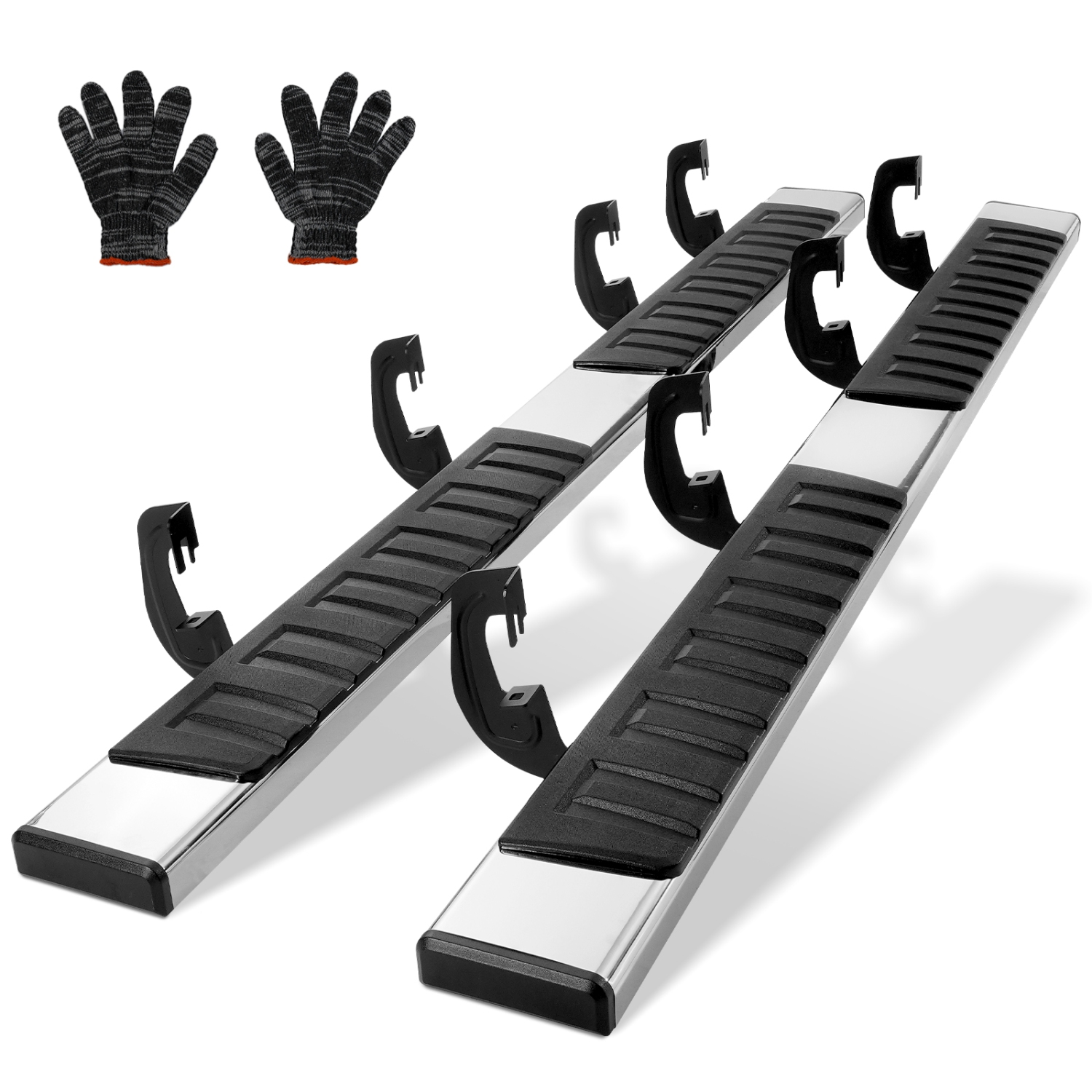 VEVOR 6" Running Boards, Compatible with 2007-2018 Chevy Silverado/GMC Sierra 1500 Crew Cab/2019 2500HD 3500HD 1500 LD, 201 Stainless Steel Side