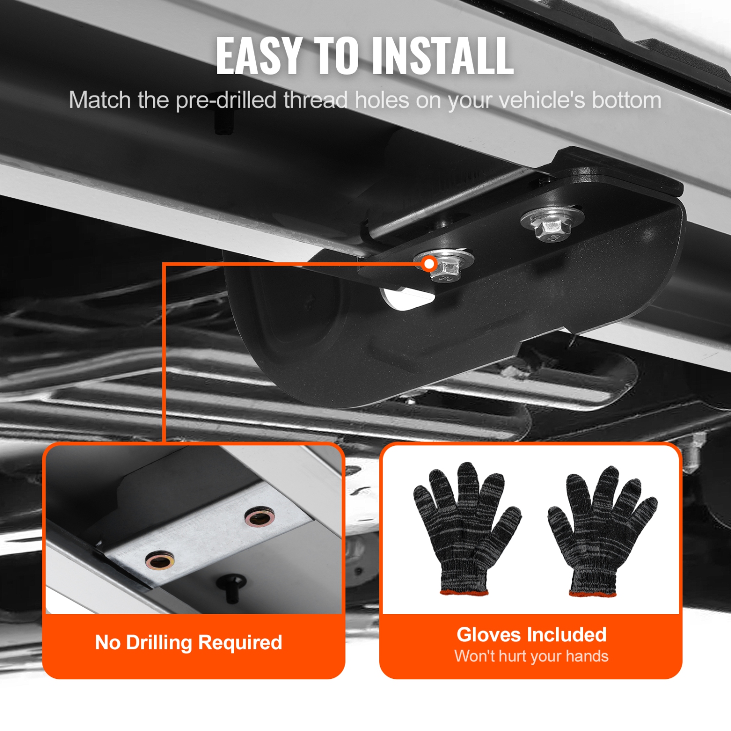 VEVOR 6" Running Boards, Compatible with 2007-2018 Chevy Silverado/GMC Sierra 1500 Crew Cab/2019 2500HD 3500HD 1500 LD, 201 Stainless Steel Side