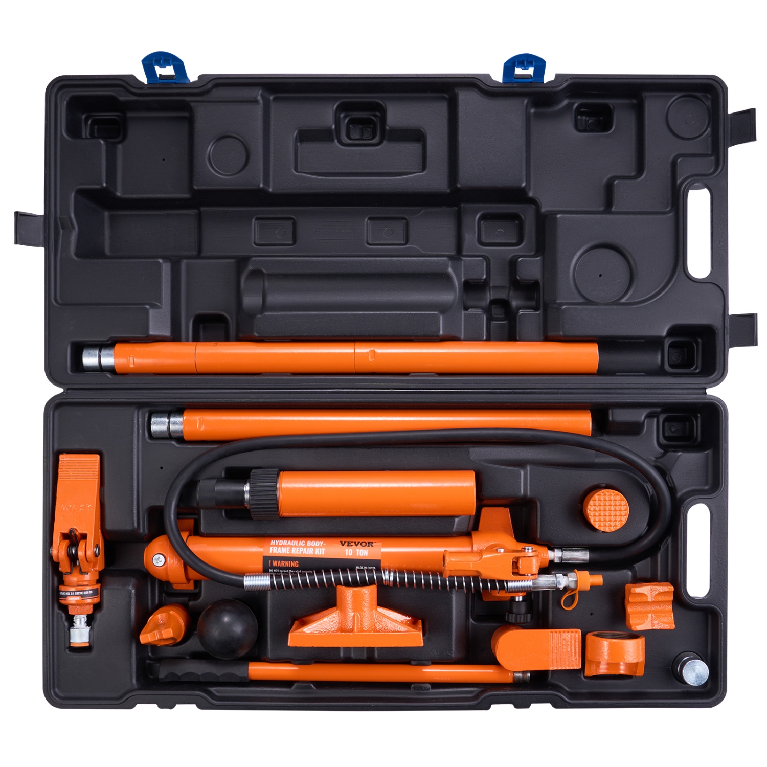 VEVOR 10 Ton Porta Power Kit, Hydraulic Ram with Pump, Car Jack with 4.6 ft/1.4 m Oil Hose, Bent Frame Repair Tool with Storage Case for Automotive,