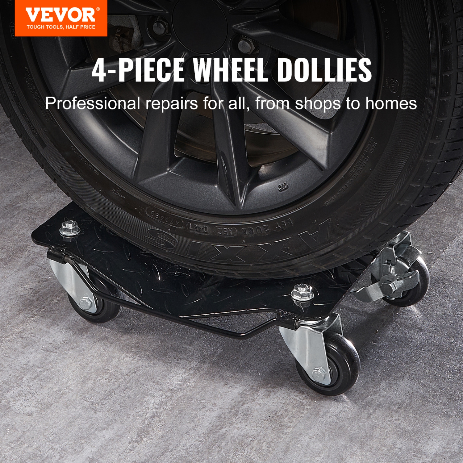 VEVOR 6000 lbs/2722 kg Wheel Dolly, Car Moving Dolly, Wheel Dolly Car Tire Stake Set of 4 Piece, Heavy-duty Car Tire Dolly Cart Moving Cars, Trucks,