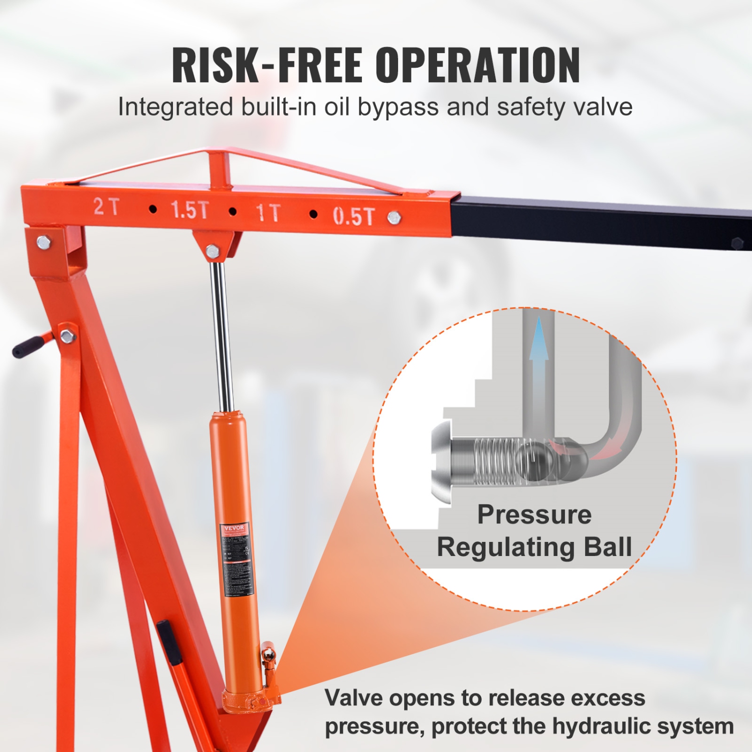 VEVOR Hydraulic Long Ram Jack, 4 Ton Engine Hoist Cylinder with Single Piston Pump And Flat Base, Hydraulic Ram Cylinder for Engine Lift Hoists,