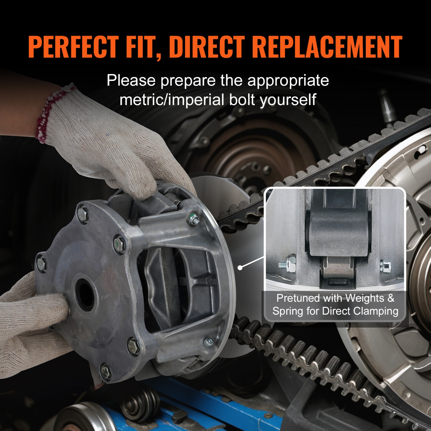 Embrayage d'entraînement primaire VEVOR compatible avec Polaris RZR 1000 2014-2023, alésage de 1,24&nbsp;po avec poids et ressort, remplacement n°