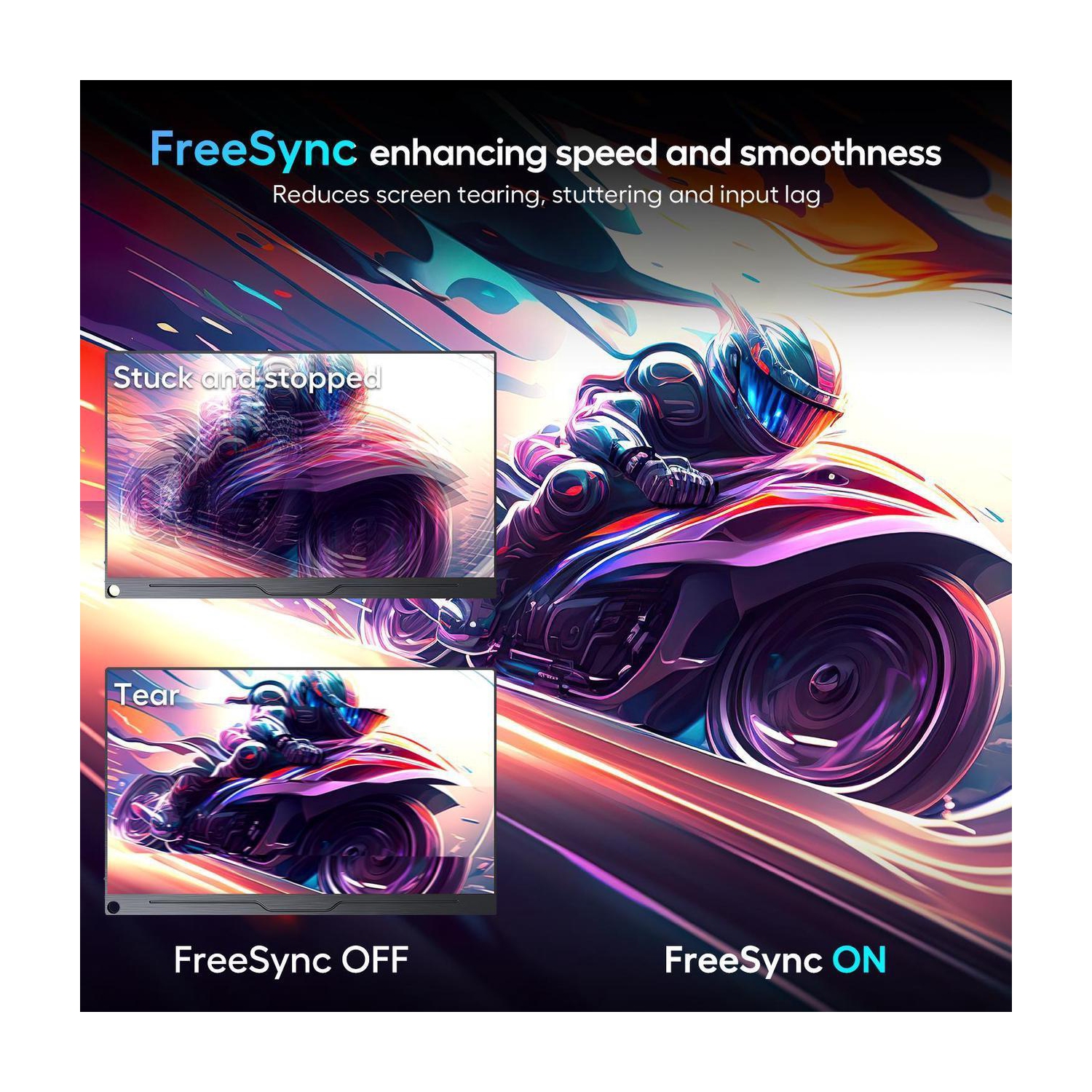 UPERFECT 2K 144Hz Portable Gaming Monitor 18" 100% DCI-P3, FreeSync, HDR, VESA Mount, Eye-Care