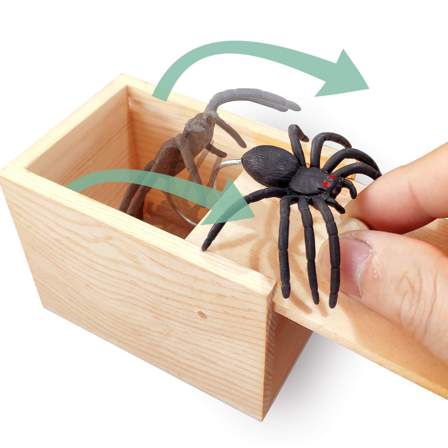 2-Pack Spider Prank Boxes, Wooden Surprise Toys, Scary Funny Halloween Gift Boxes, Holiday Gifts for Boys