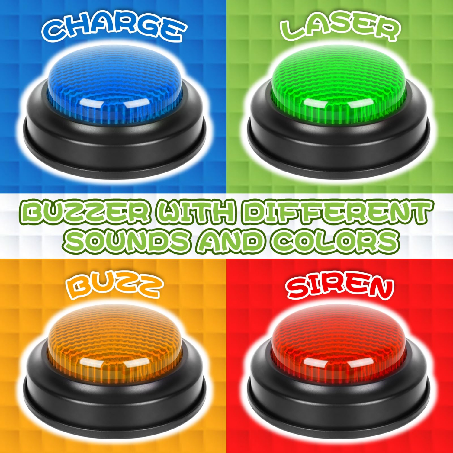 Paquet de 4 Buzzers pour jeux-questionnaires, Game Buzzers pour classe avec lumières et sons