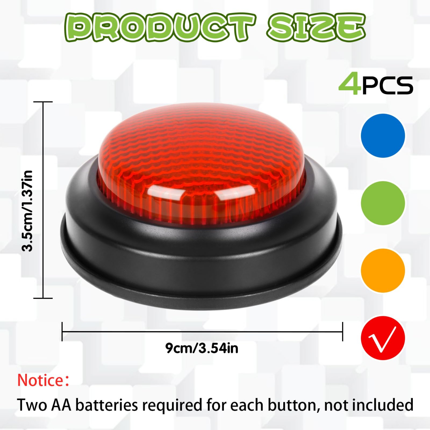Paquet de 4 Buzzers pour jeux-questionnaires, Game Buzzers pour classe avec lumières et sons