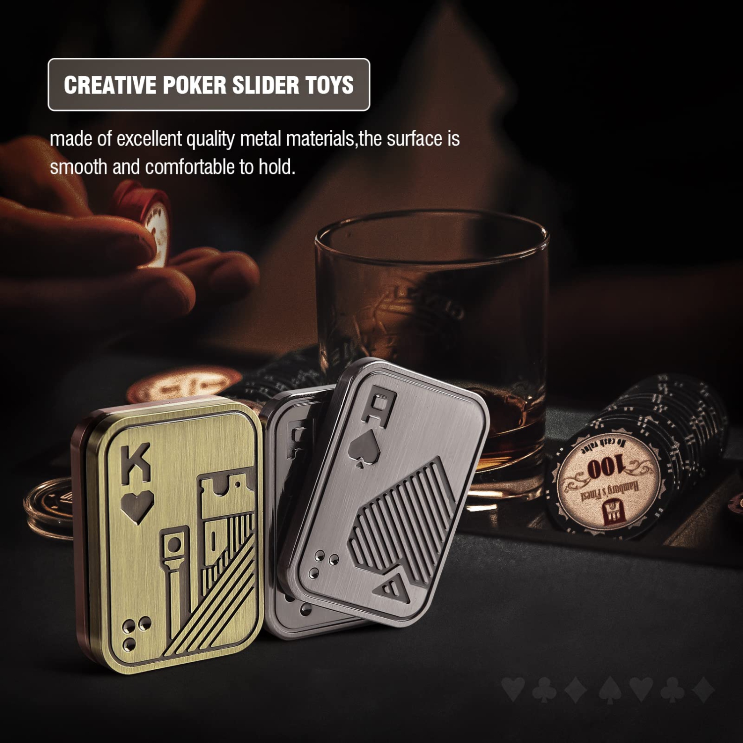 Fidget Toys, Metal Fidget Slider Poker Push Card Toy for Adults and Teens